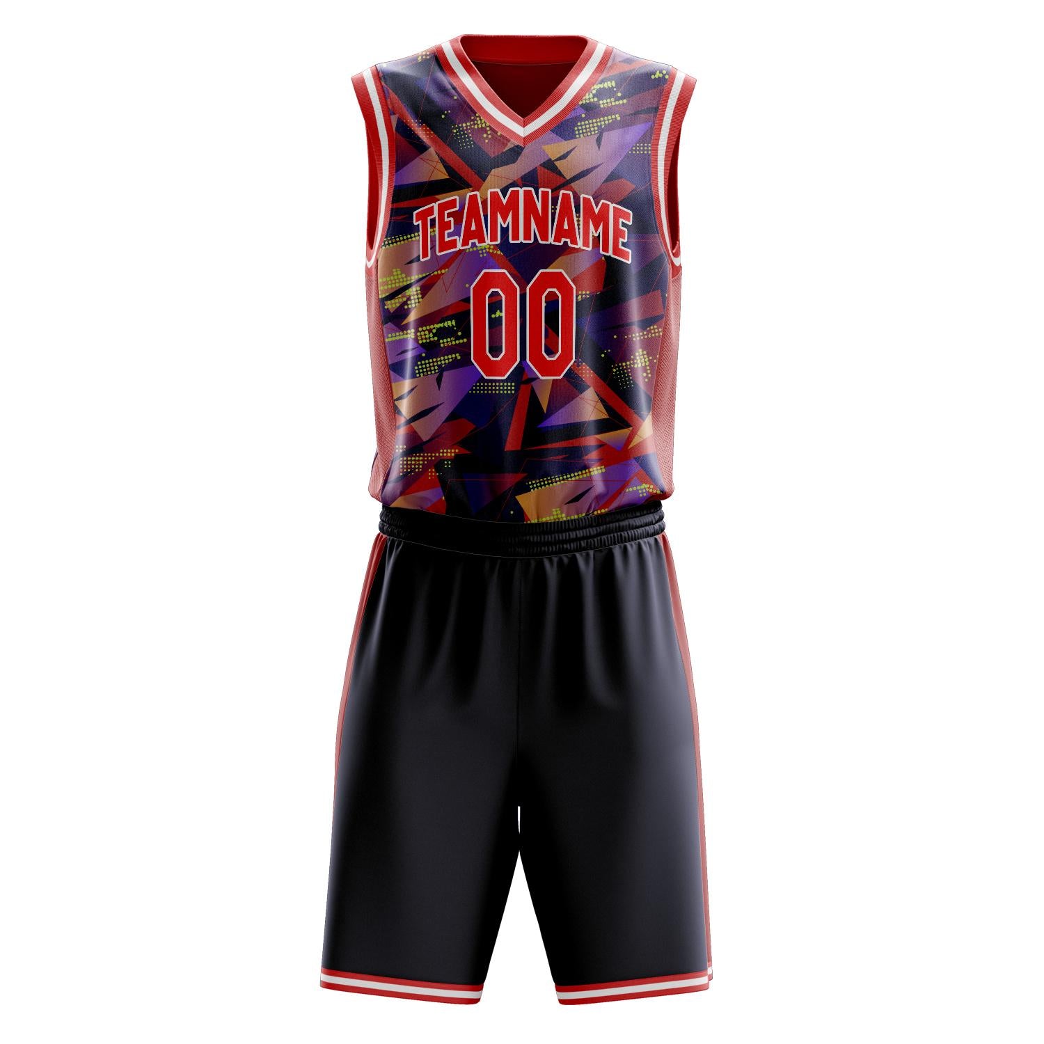Custom Professional Red White Basketball Jersey Set