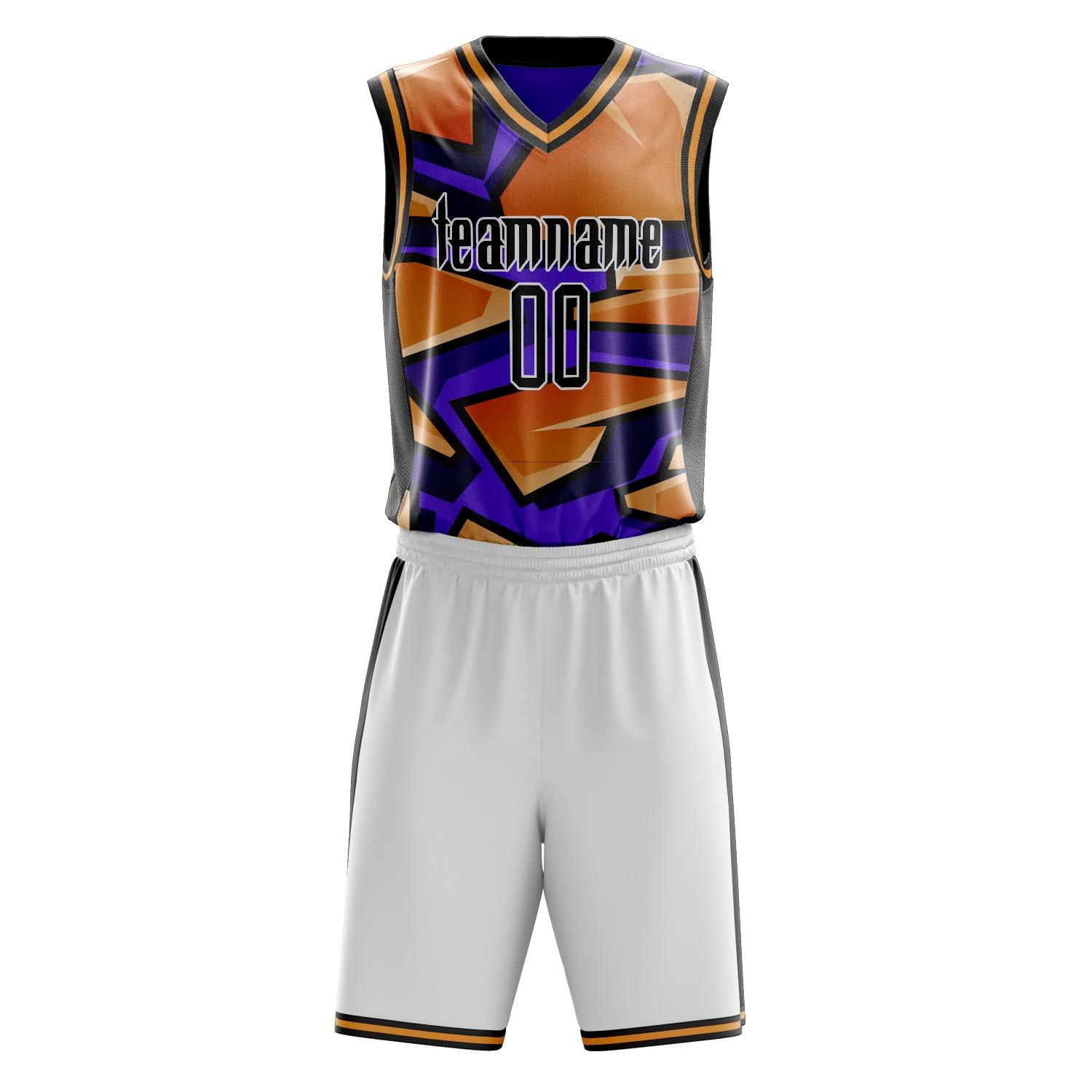 Custom Professional Orange Purple Basketball Jersey Set