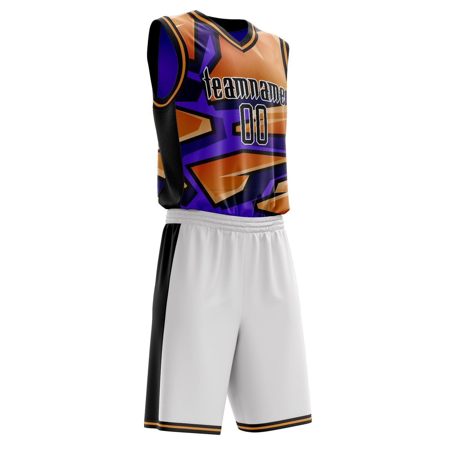 Custom Professional Orange Purple Basketball Jersey Set