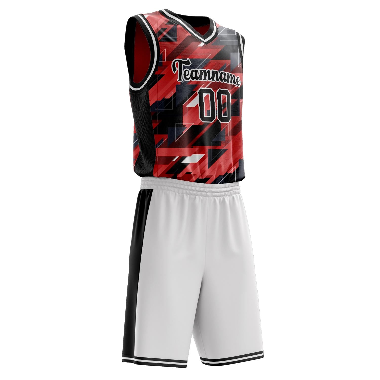 Benutzerdefiniertes Professionelles Rot Schwarz Basketballtrikot-Set