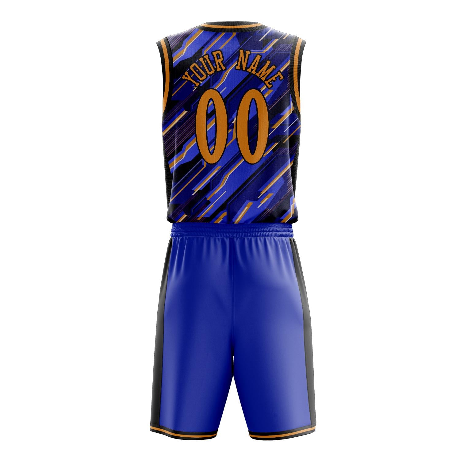 Custom Professional Blue Gold Basketball Jersey Set