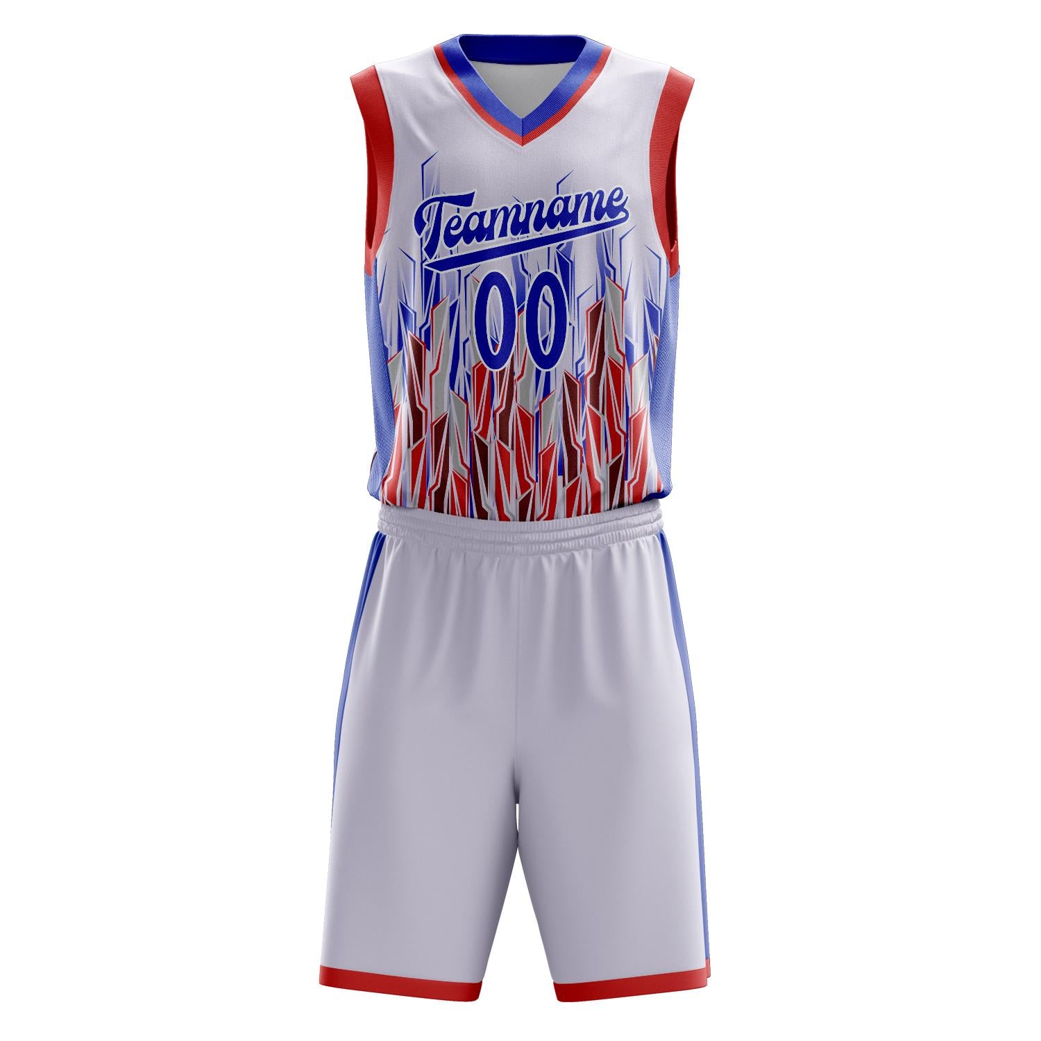 Custom Professional White Royal Blue Basketball Jersey Set