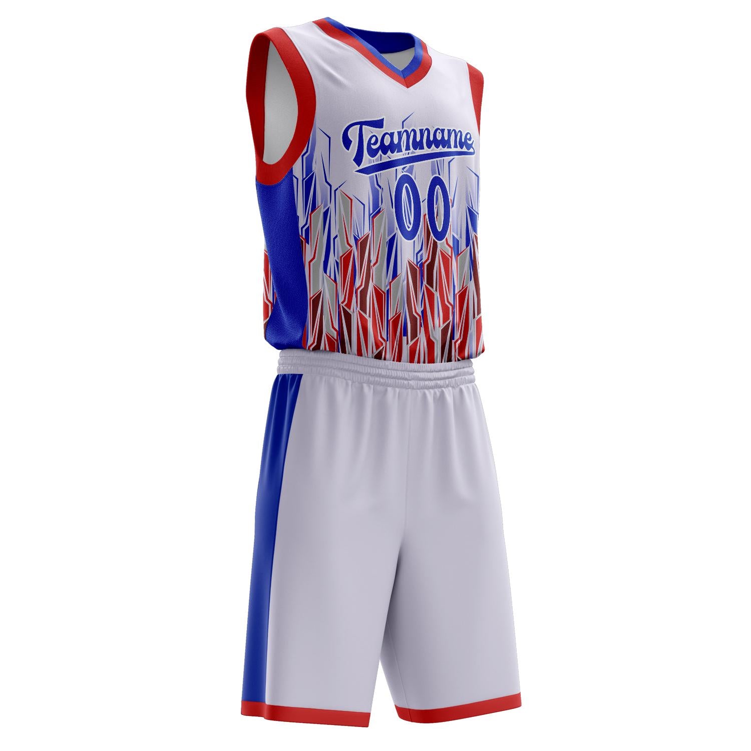 Custom Professional White Royal Blue Basketball Jersey Set