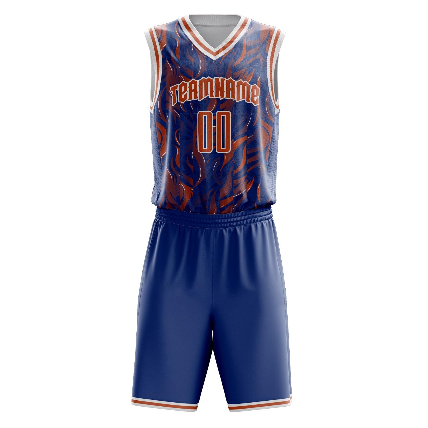 Custom Professional Orange Royal Blue Basketball Jersey Set