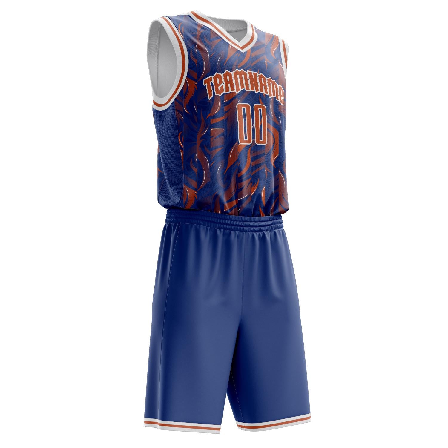 Benutzerdefiniertes Professionelles Orange Königsblau Basketballtrikot-Set