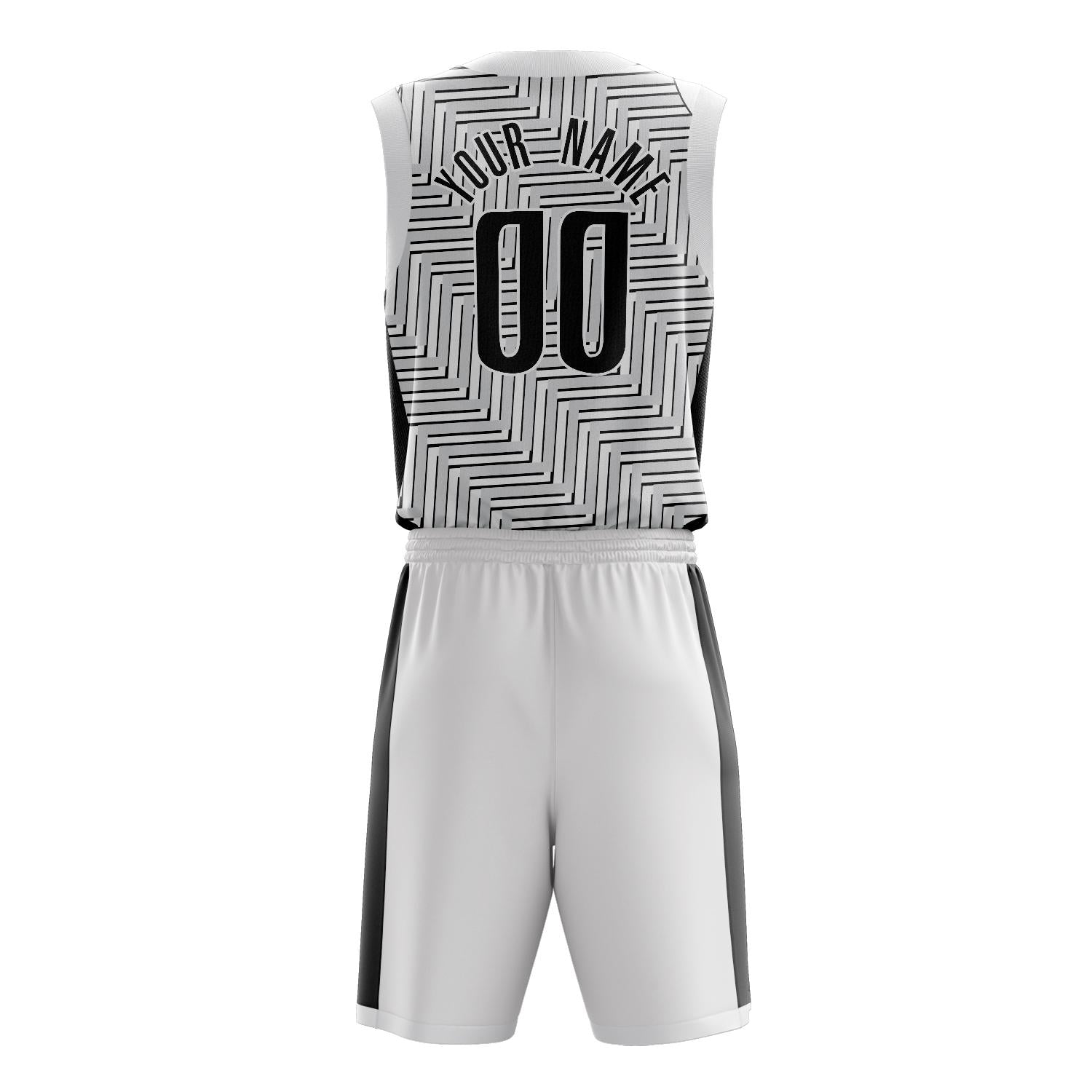 Benutzerdefiniertes Professionelles Weiß Schwarz Basketballtrikot-Set