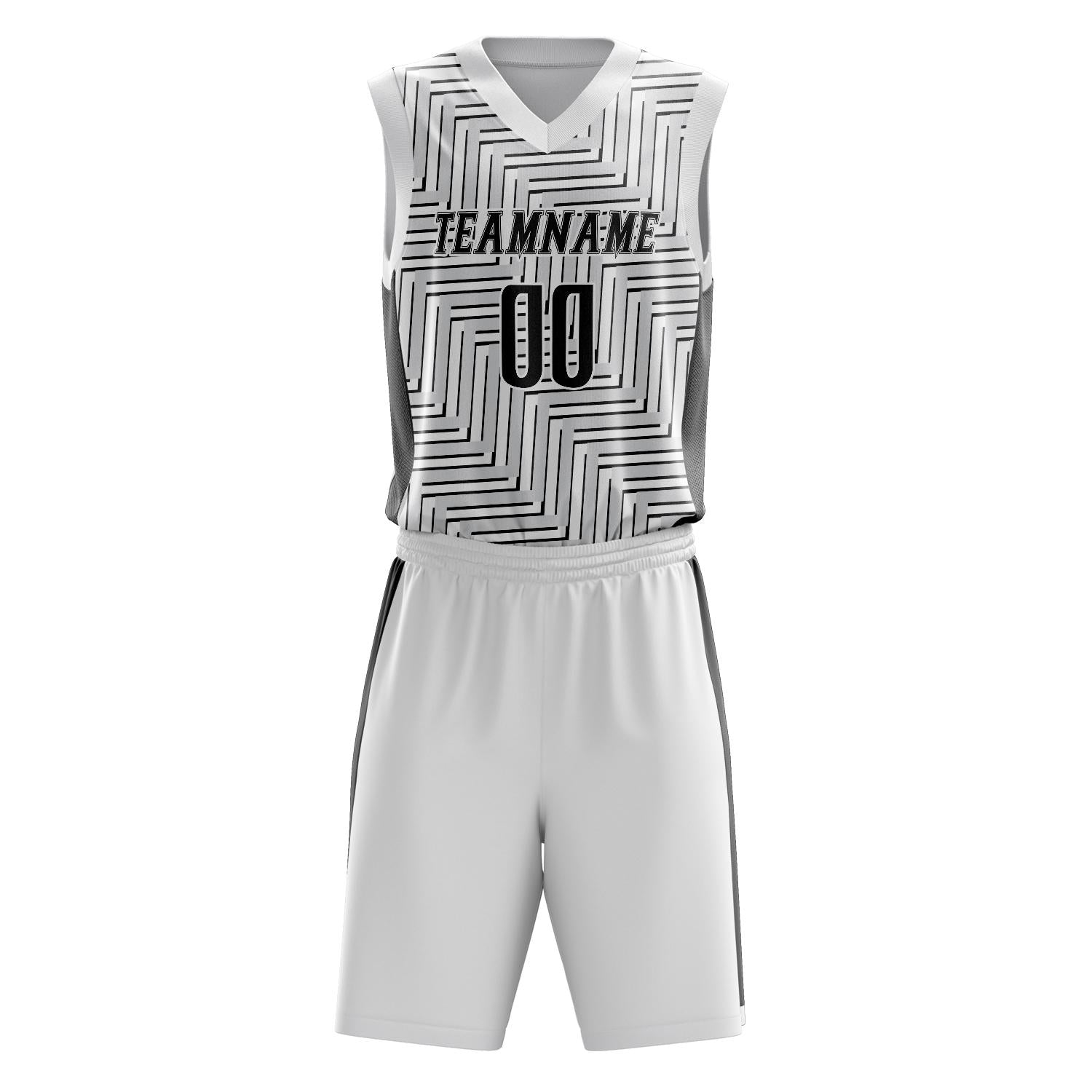 Custom Professional White Black Basketball Jersey Set