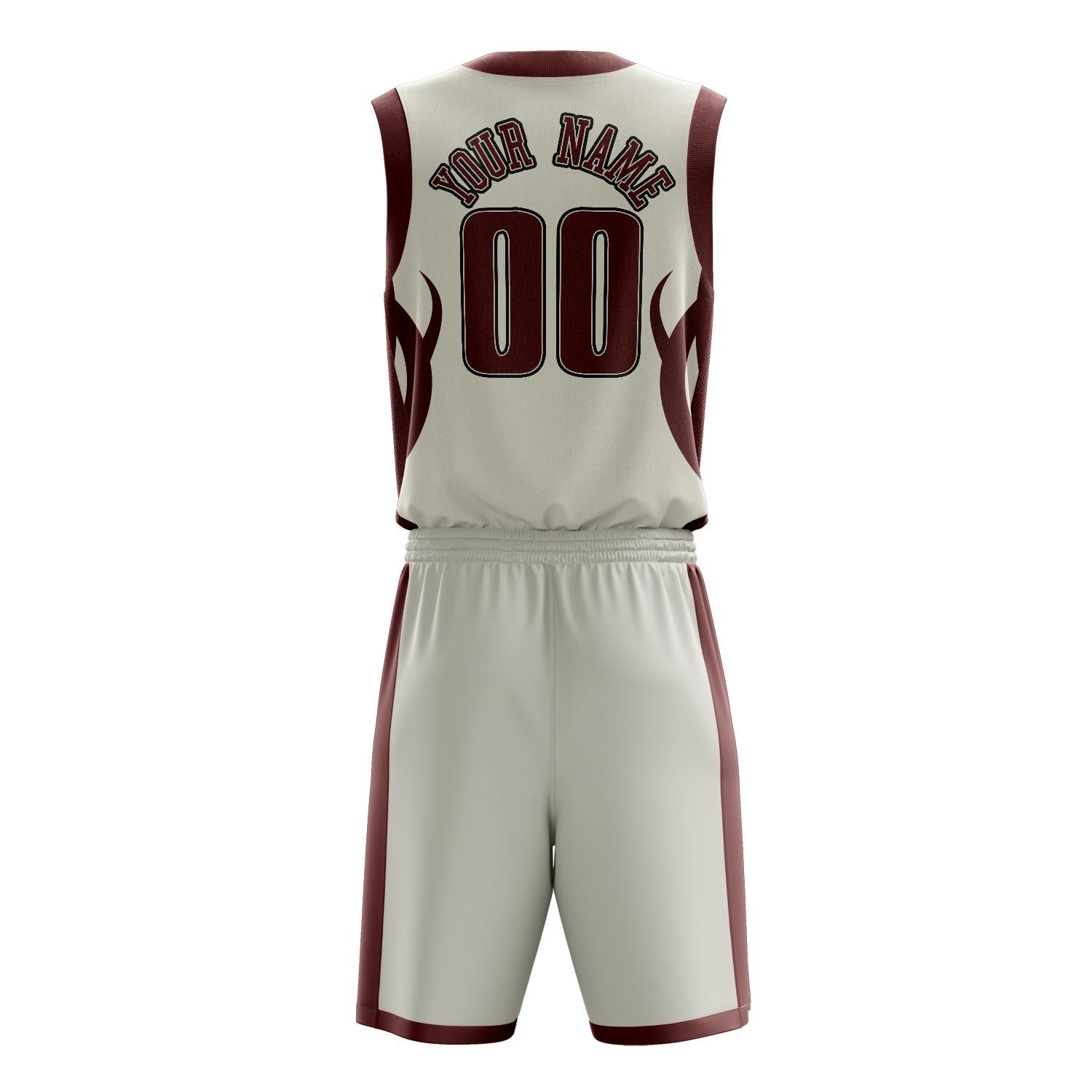 Benutzerdefiniertes Professionelles Creme Kastanienbraun Basketballtrikot-Set