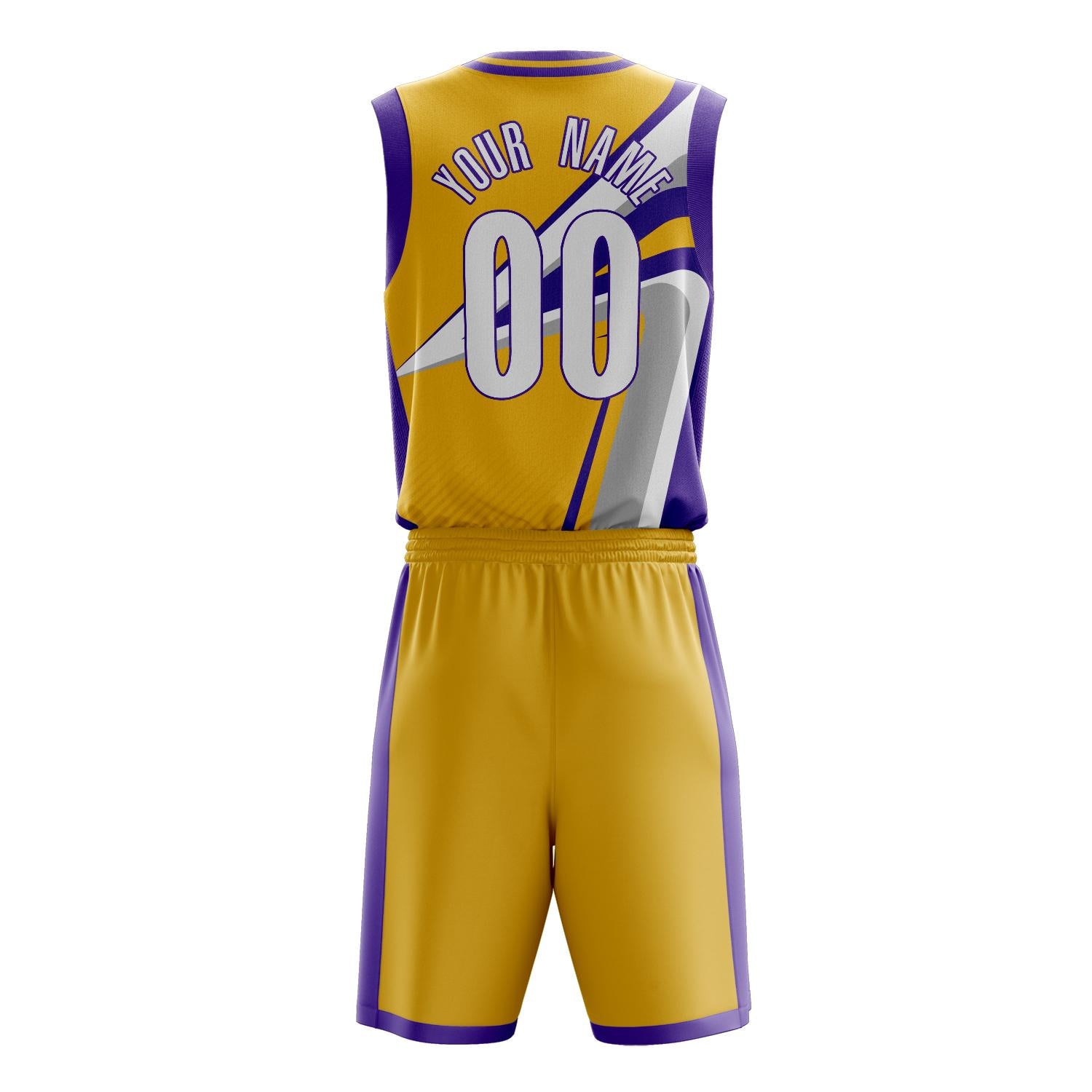 Benutzerdefiniertes Professionelles Gold Lila Basketballtrikot-Set