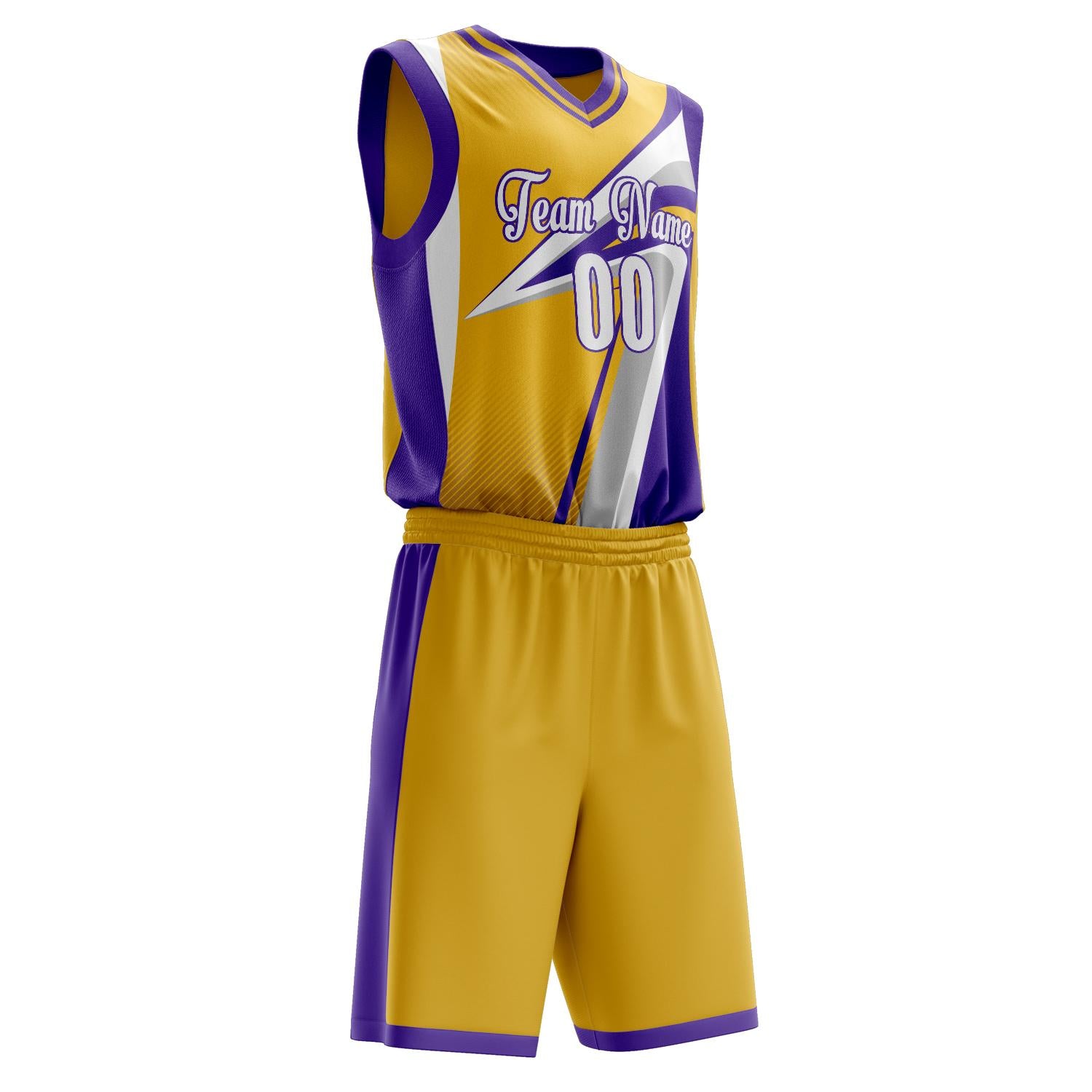 Benutzerdefiniertes Professionelles Gold Lila Basketballtrikot-Set