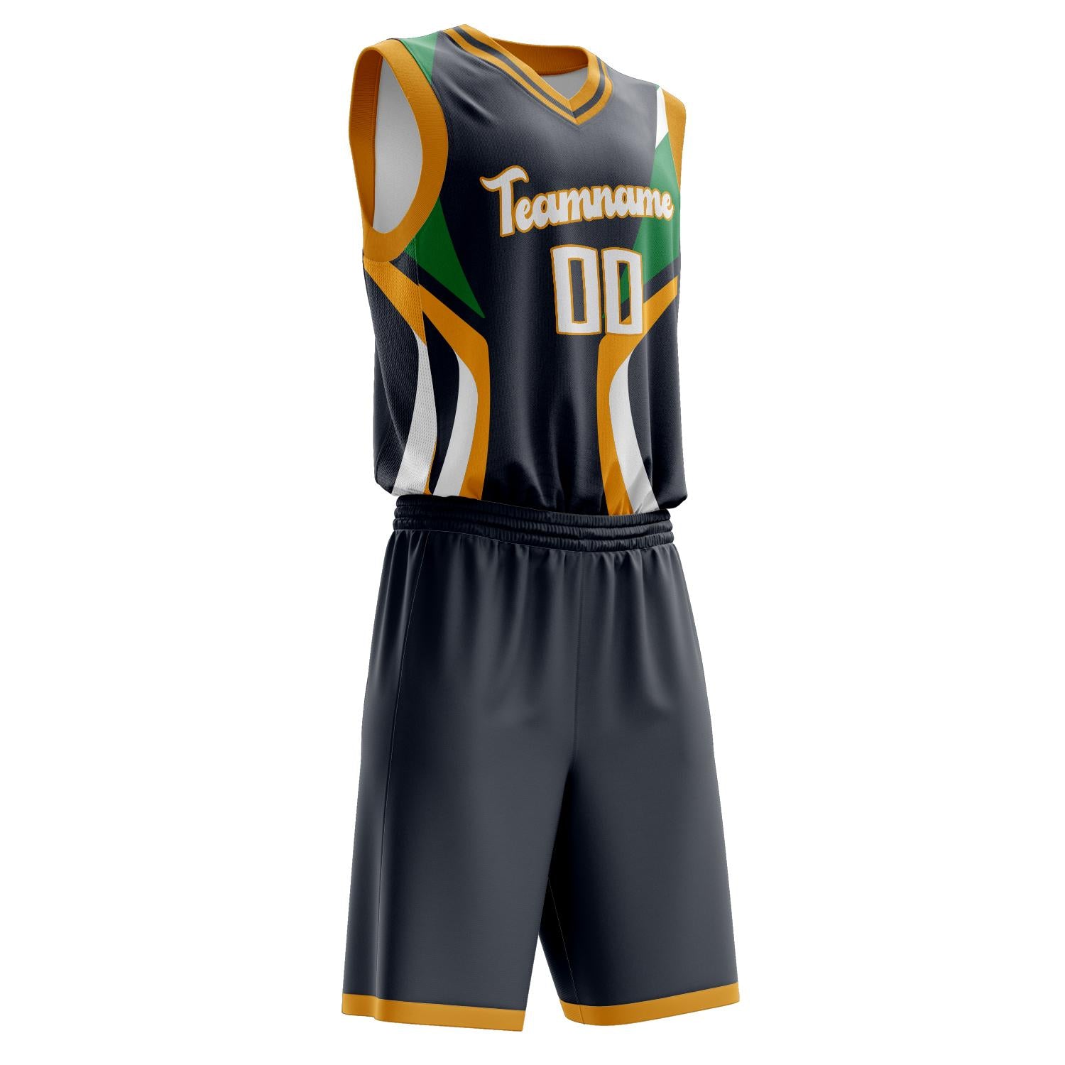 Benutzerdefiniertes Professionelles Grau Gold Basketballtrikot-Set