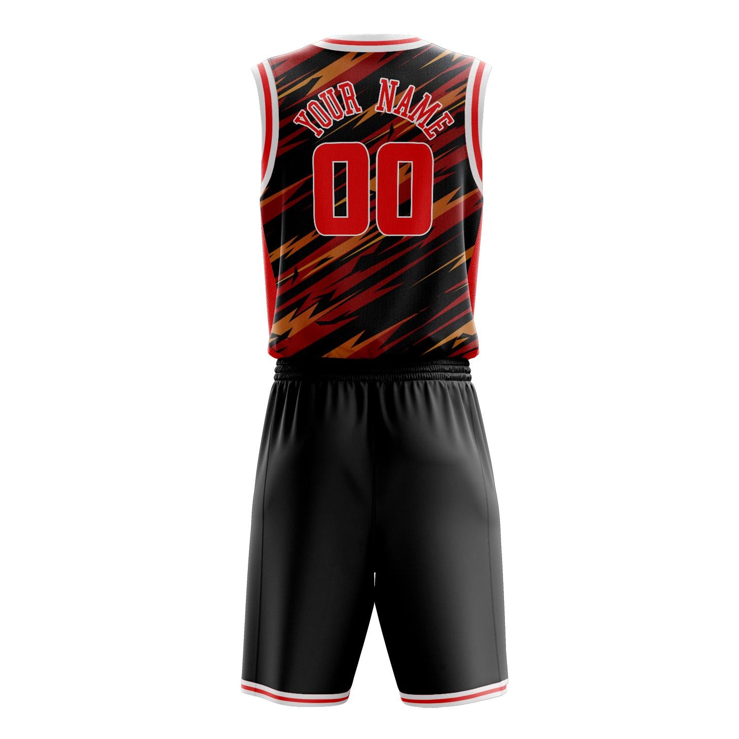 Benutzerdefiniertes Professionelles Rot Schwarz Basketballtrikot-Set