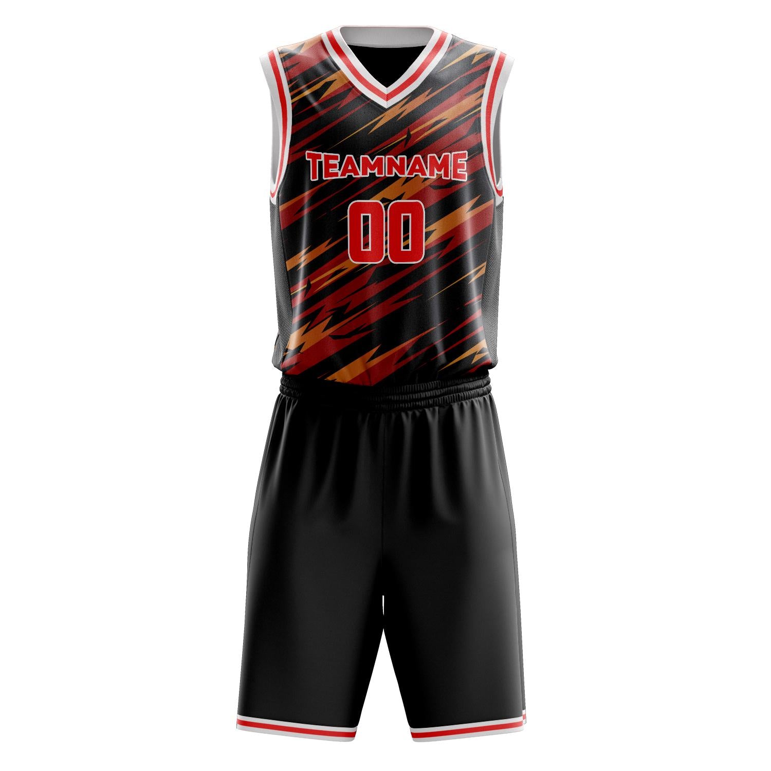 Custom Professional Red Black Basketball Jersey Set