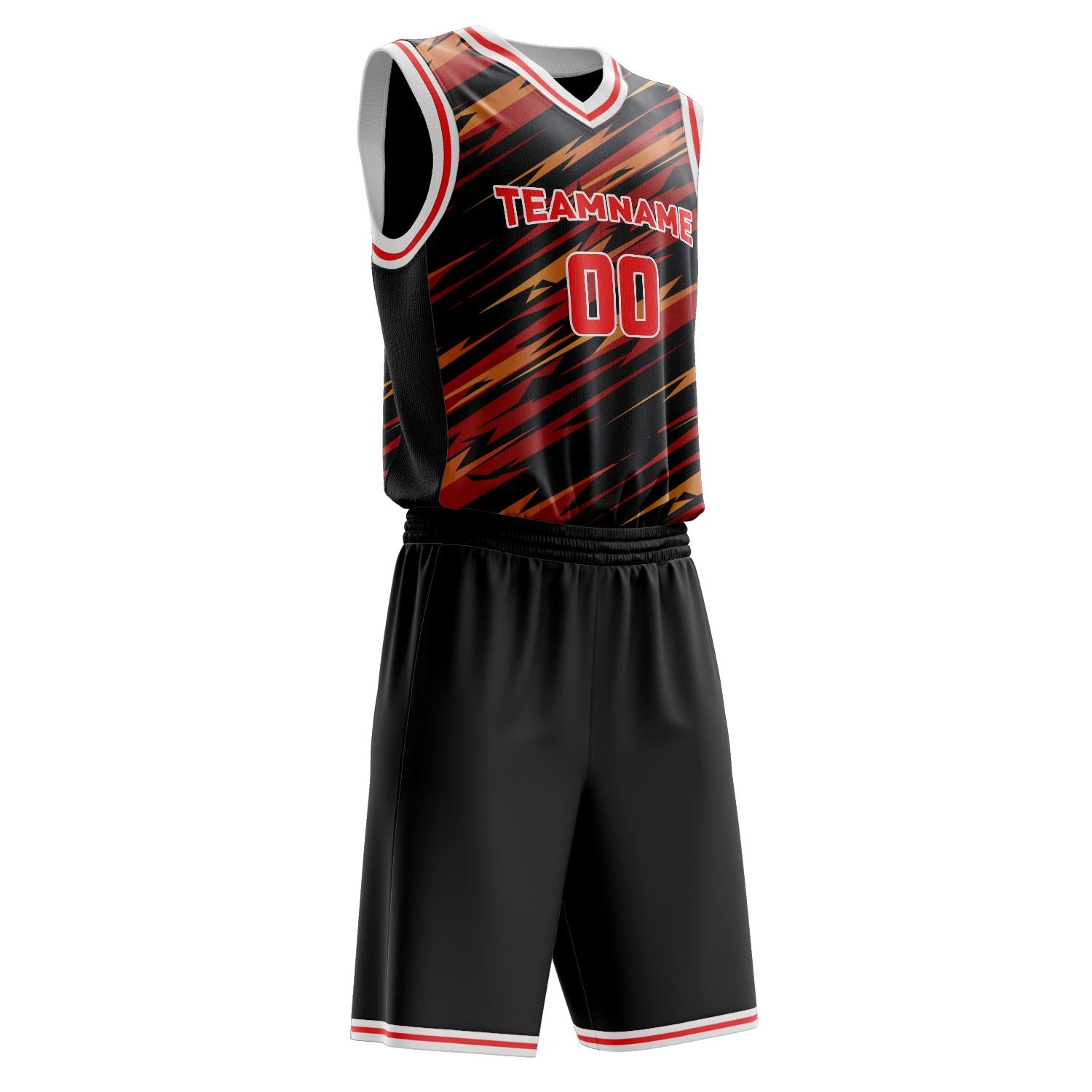 Benutzerdefiniertes Professionelles Rot Schwarz Basketballtrikot-Set