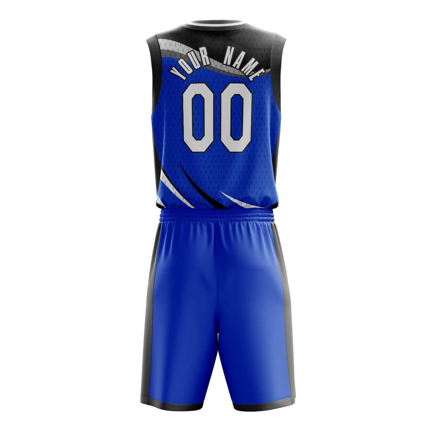 Benutzerdefiniertes Professionelles Blau Schwarz Basketballtrikot-Set