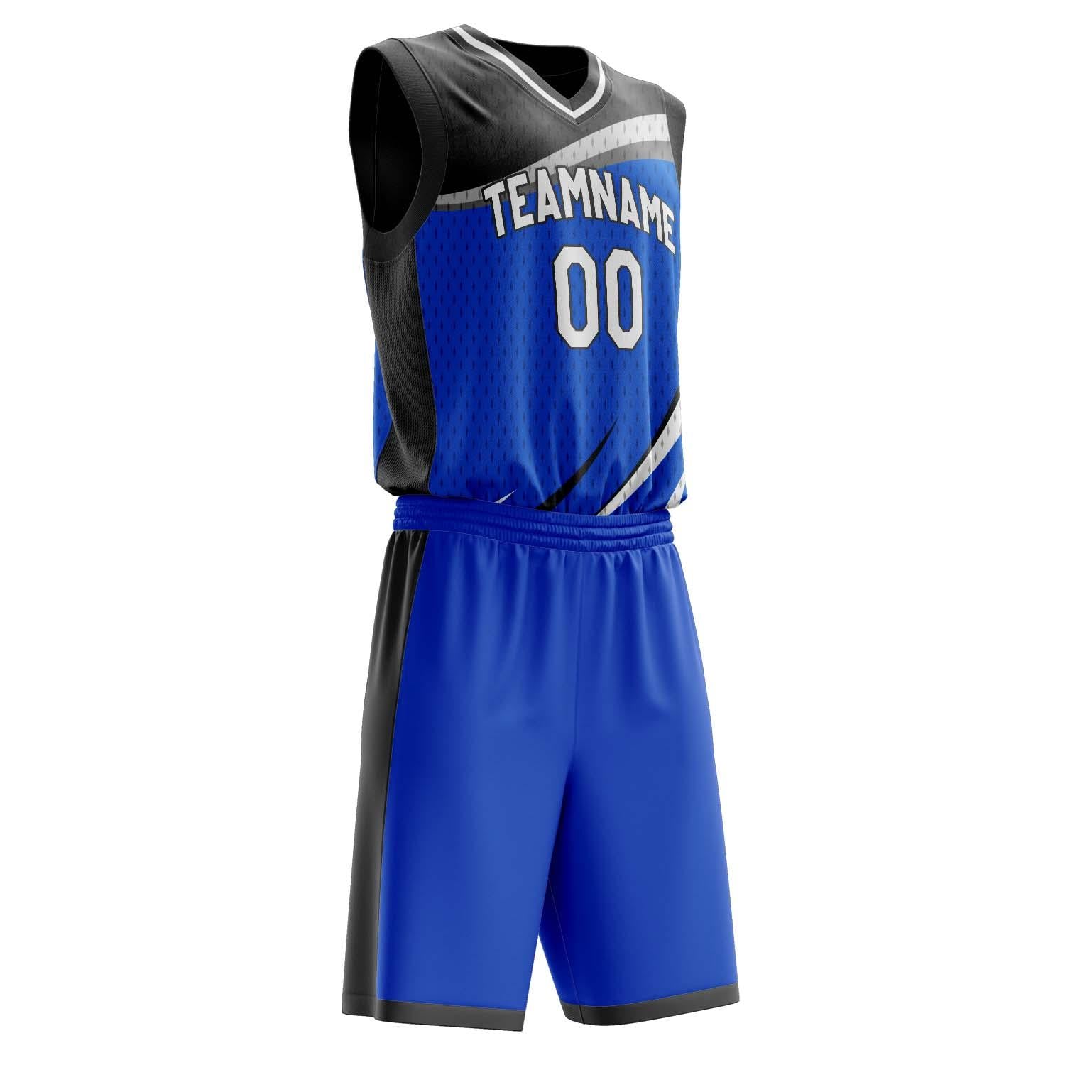 Benutzerdefiniertes Professionelles Blau Schwarz Basketballtrikot-Set