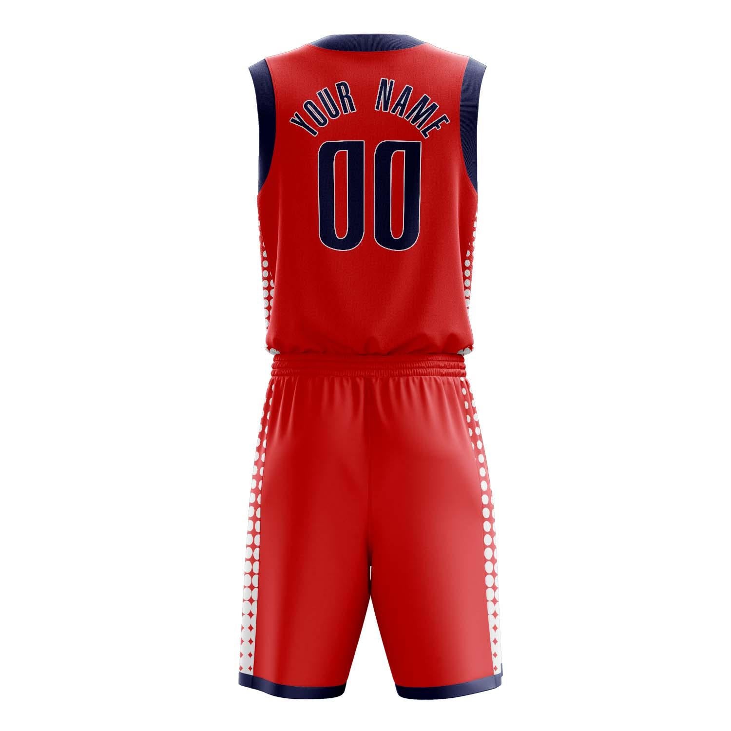 Benutzerdefiniertes Professionelles Rot Marineblau Basketballtrikot-Set