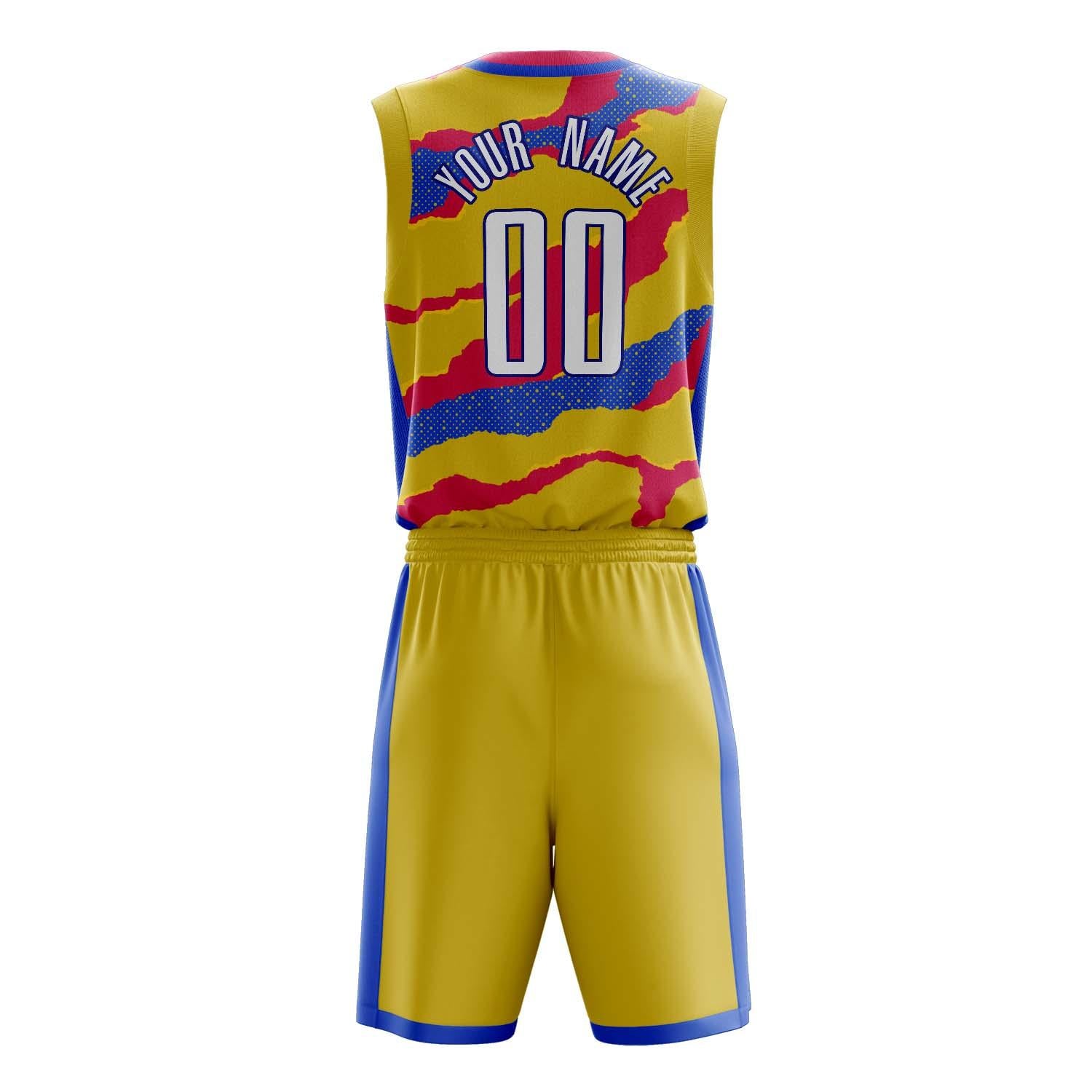 Benutzerdefiniertes Professionelles Gold Rosa Basketballtrikot-Set