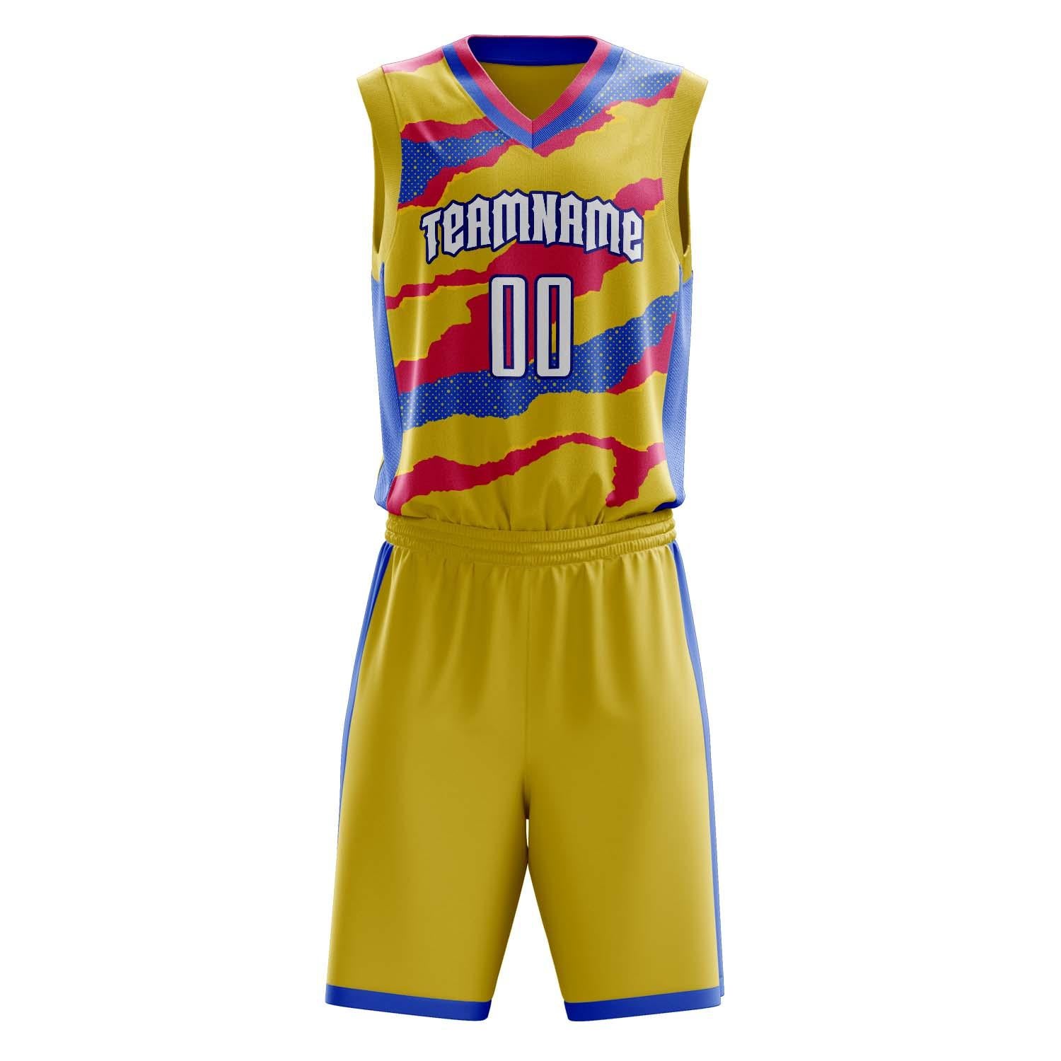 Custom Professional Gold Pink Basketball Jersey Set