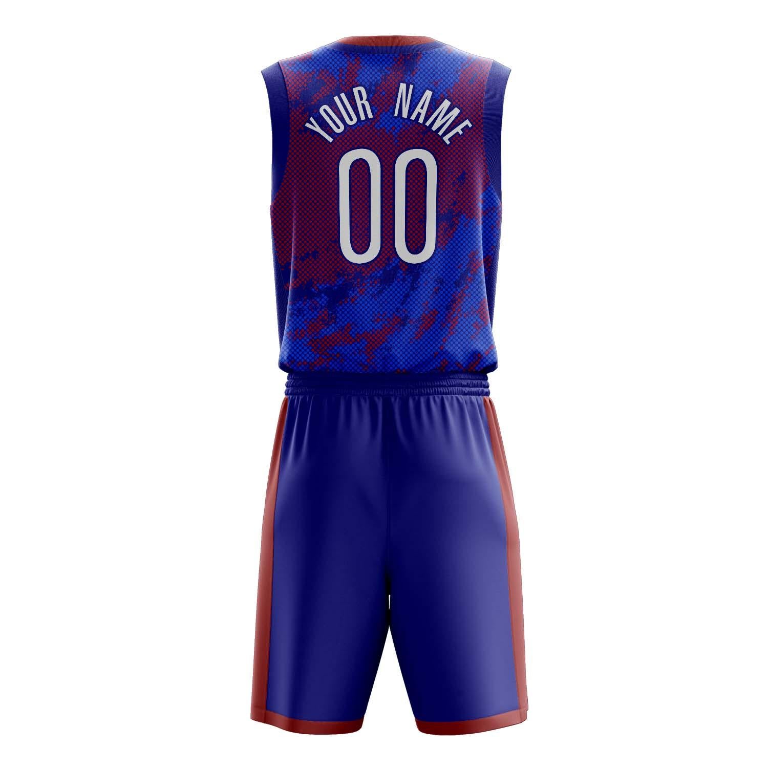 Benutzerdefiniertes Professionelles Blau Rot Basketballtrikot-Set