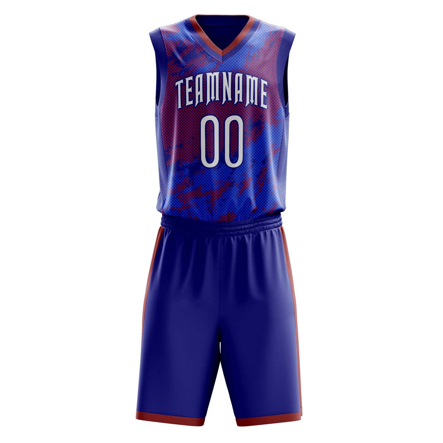 Custom Professional Blue Red Basketball Jersey Set