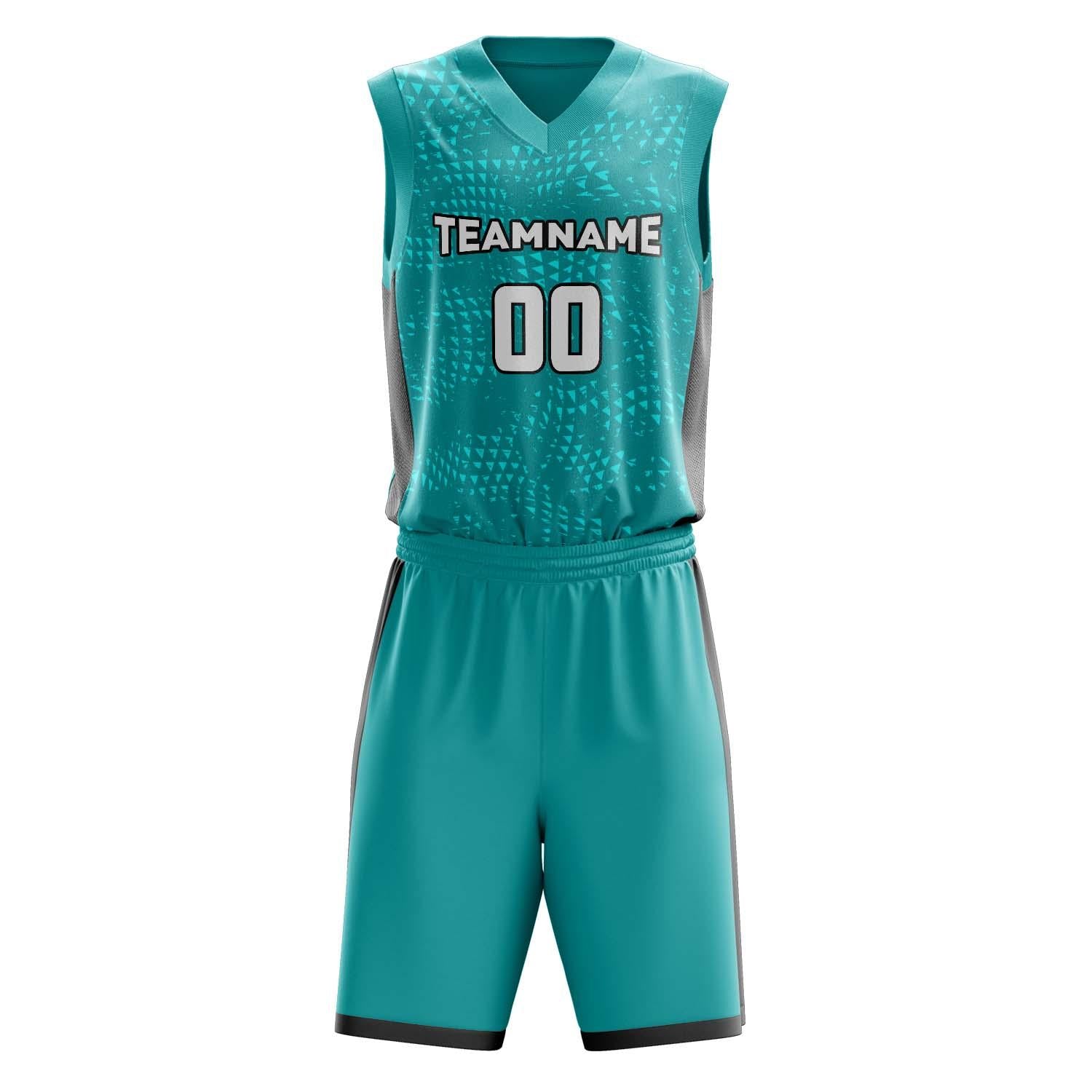 Custom Professional Teal Gray Basketball Jersey Set