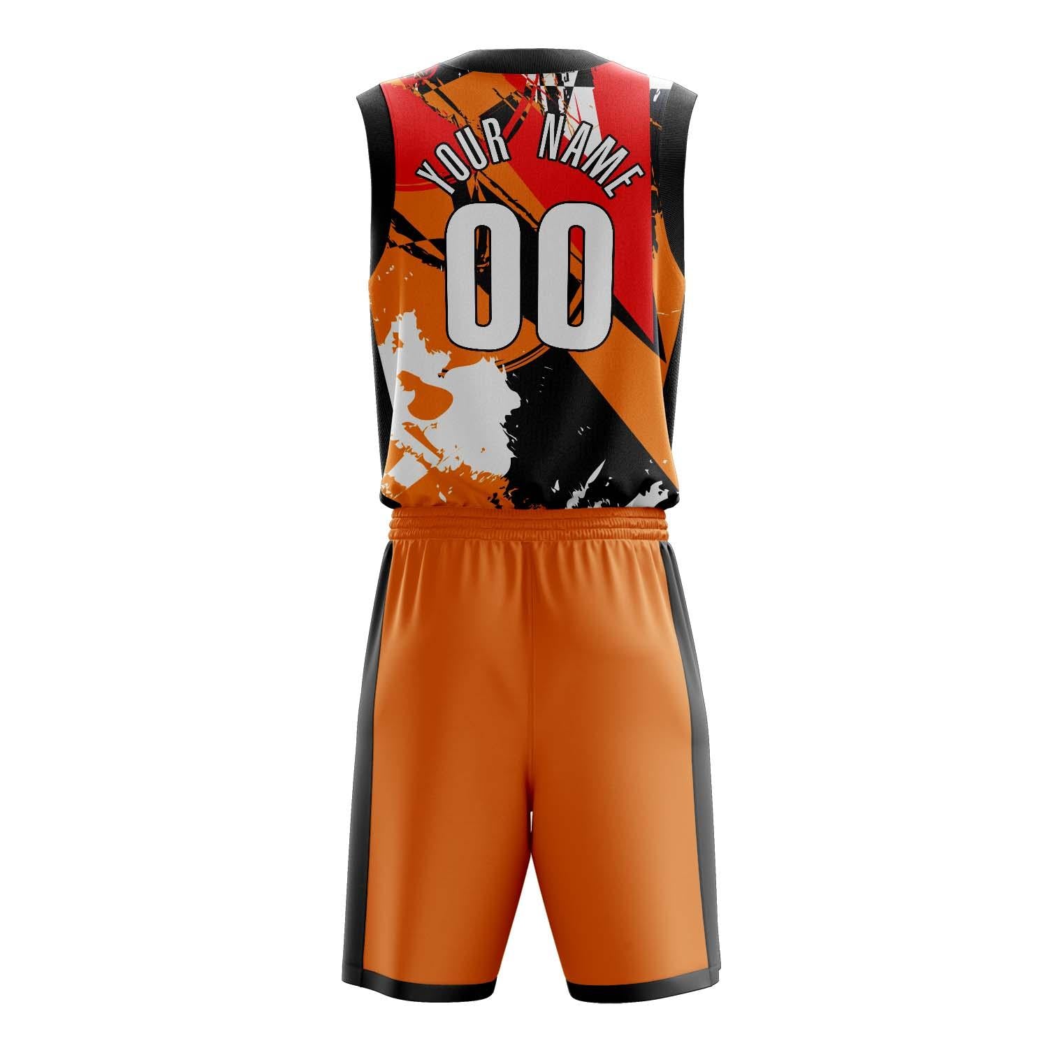 Benutzerdefiniertes Professionelles Orange Schwarz Basketballtrikot-Set