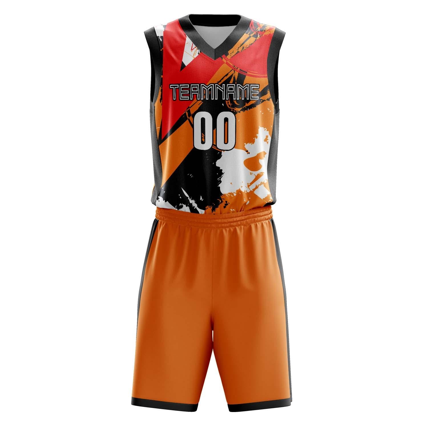 Custom Professional Orange Black Basketball Jersey Set
