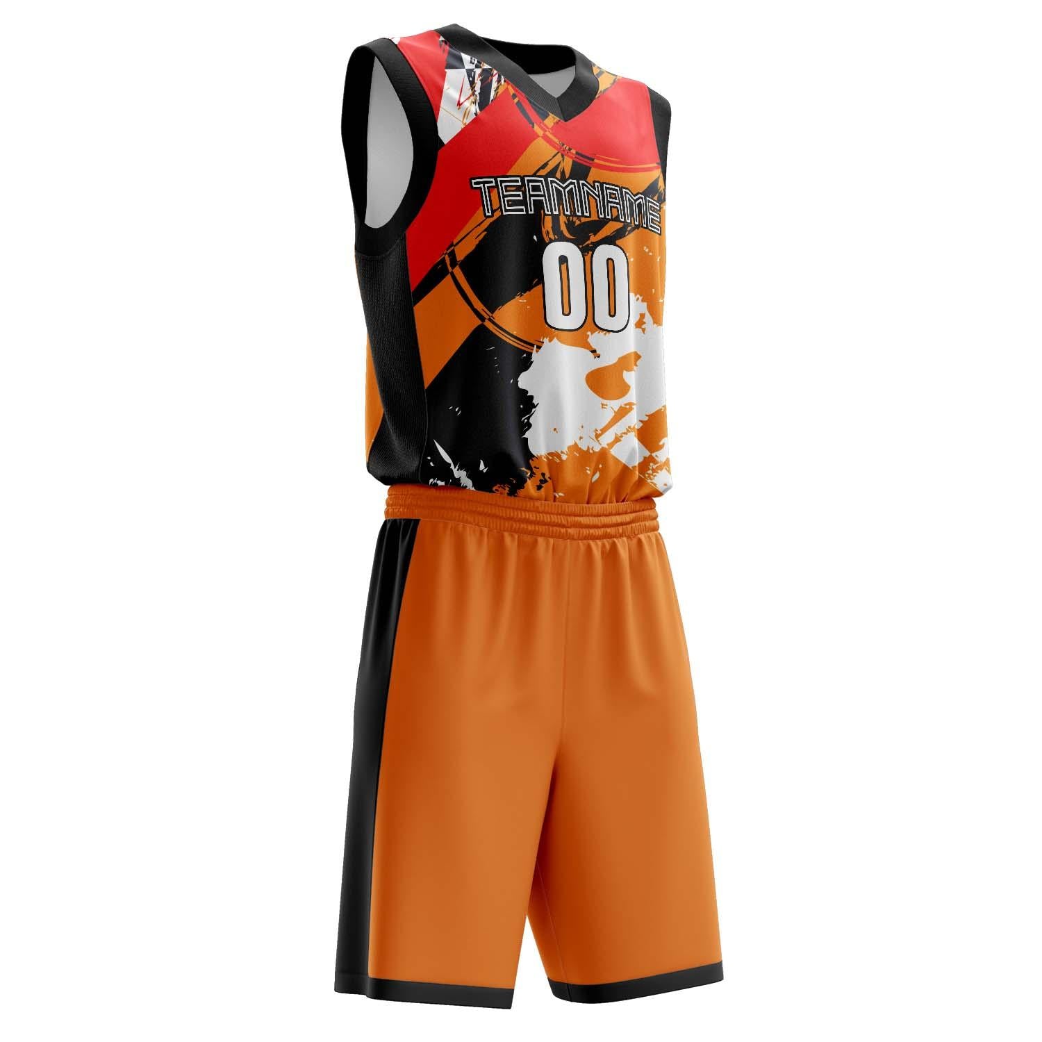 Benutzerdefiniertes Professionelles Orange Schwarz Basketballtrikot-Set
