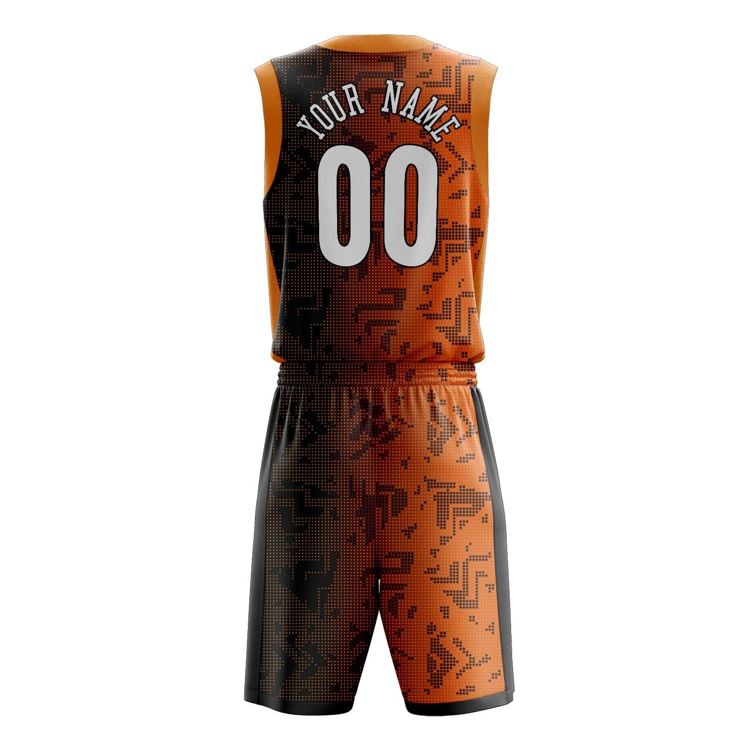 Benutzerdefiniertes Professionelles Orange Schwarz Basketballtrikot-Set