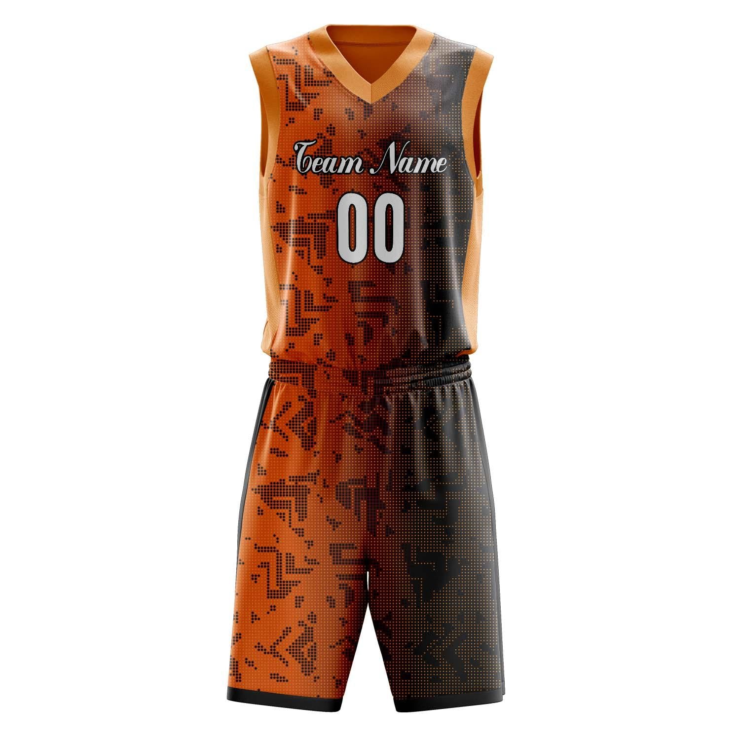 Custom Professional Orange Black Basketball Jersey Set