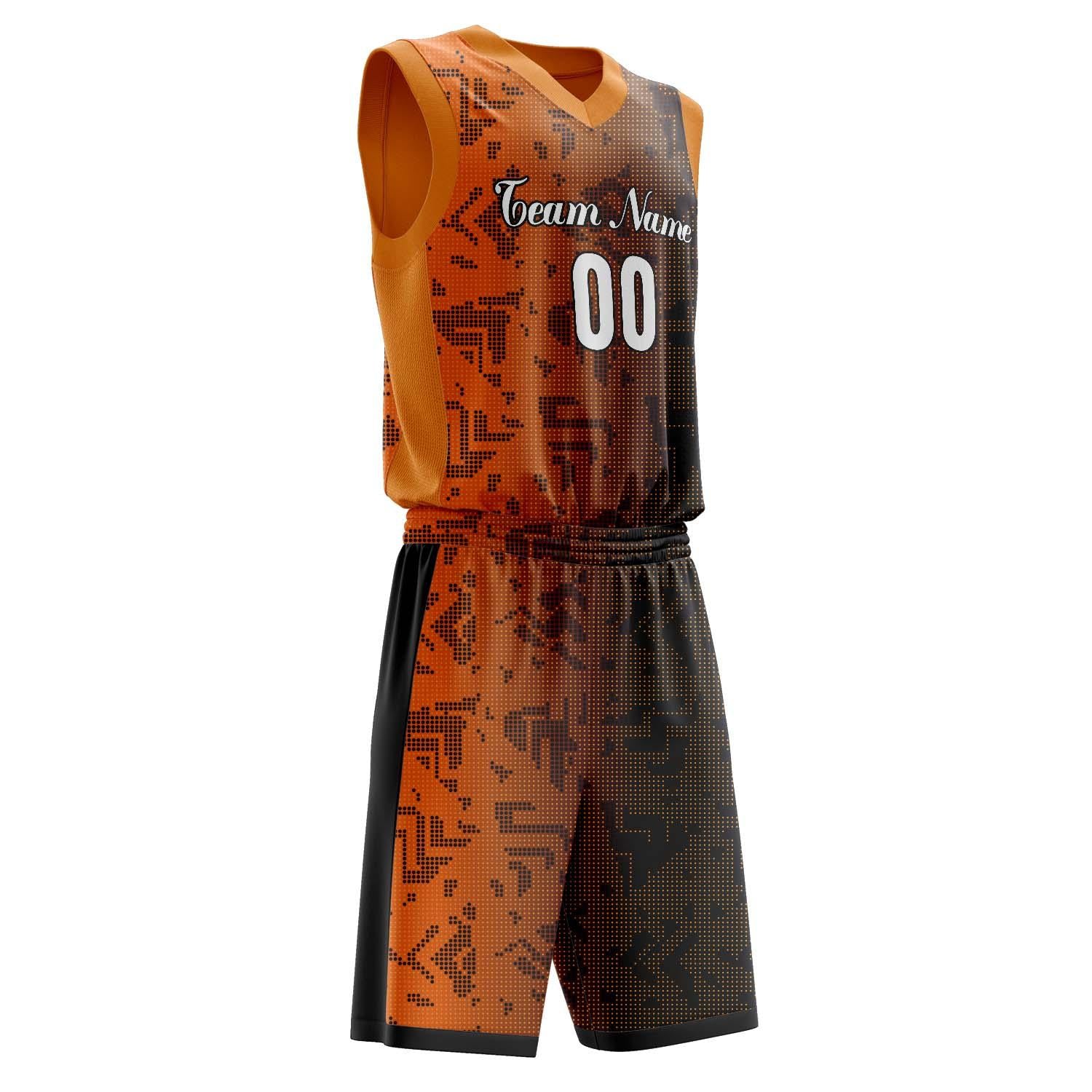 Benutzerdefiniertes Professionelles Orange Schwarz Basketballtrikot-Set