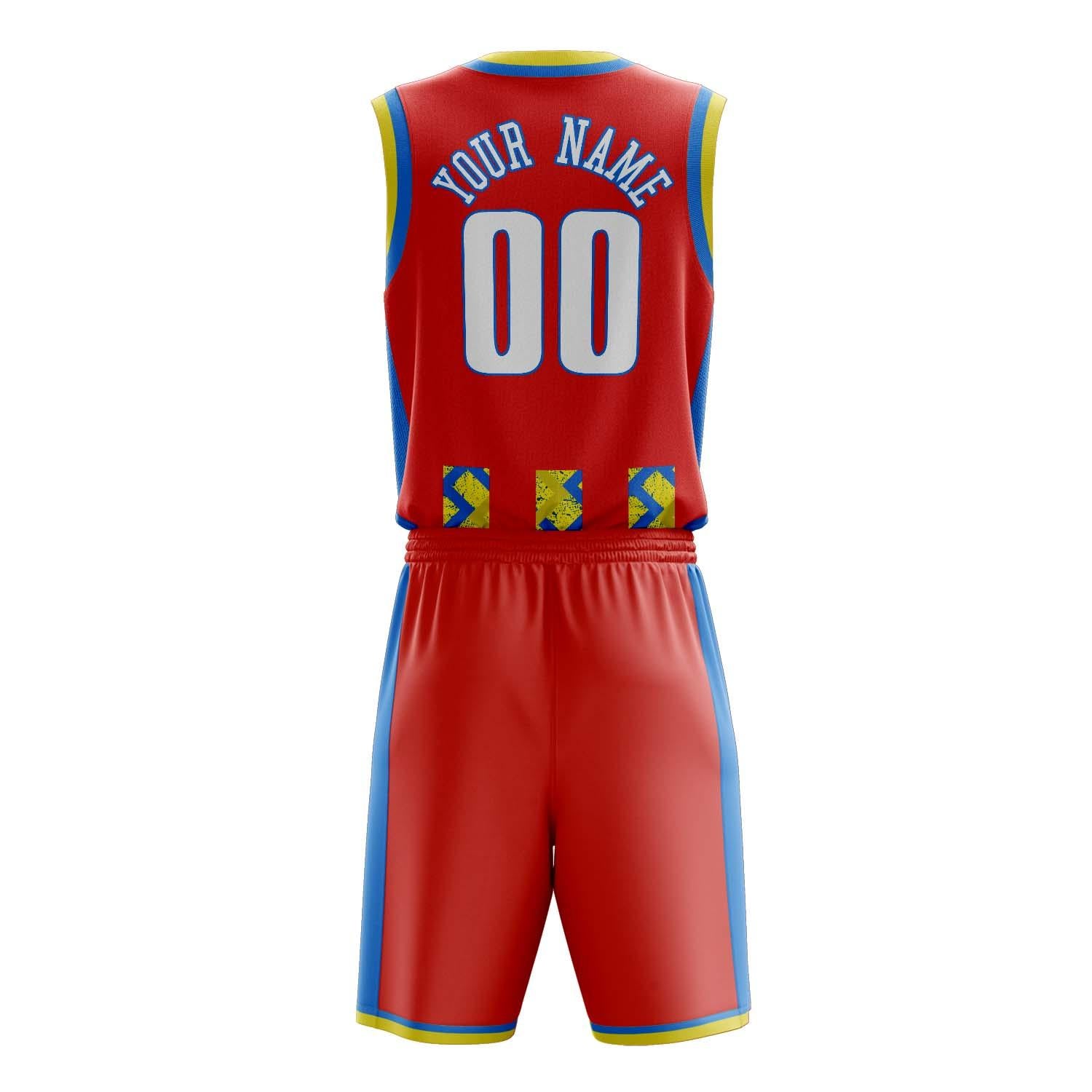 Benutzerdefiniertes Professionelles Rot Blau Basketballtrikot-Set