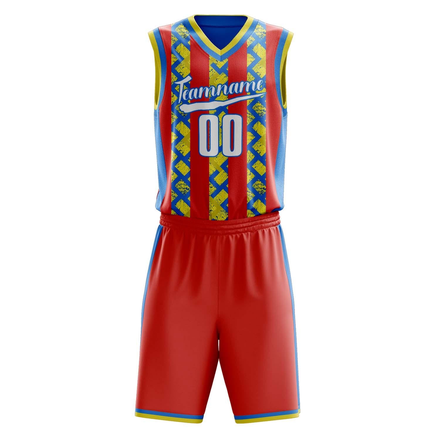 Custom Professional Red Blue Basketball Jersey Set