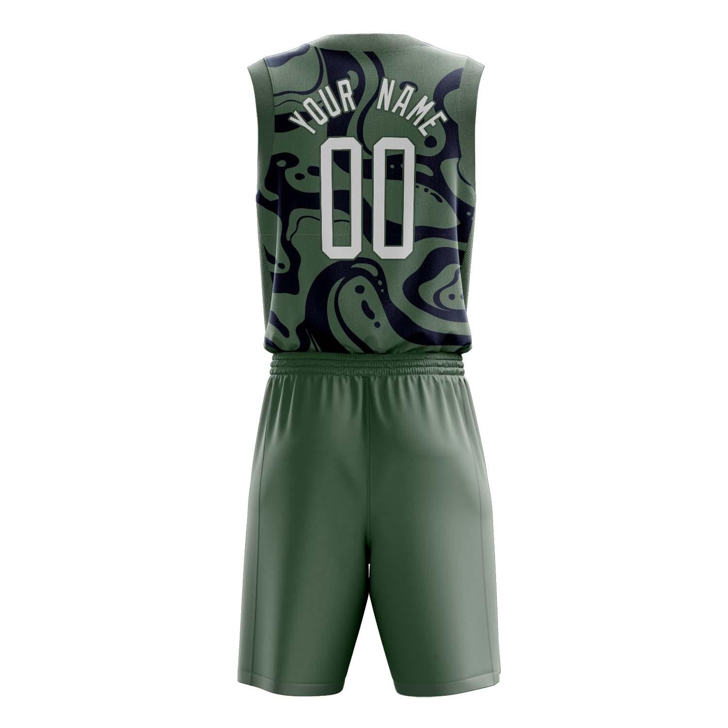 Benutzerdefiniertes Professionelles Oliv Marineblau Basketballtrikot-Set