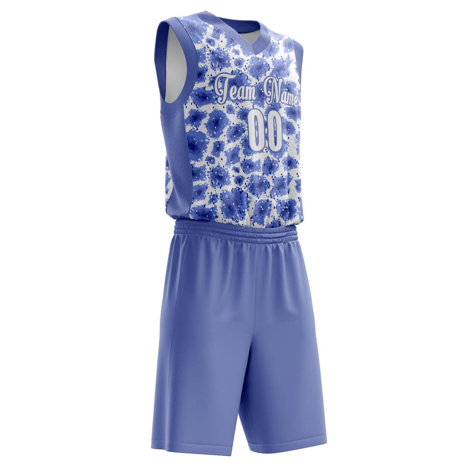 Benutzerdefiniertes Professionelles Blau Weiß Basketballtrikot-Set