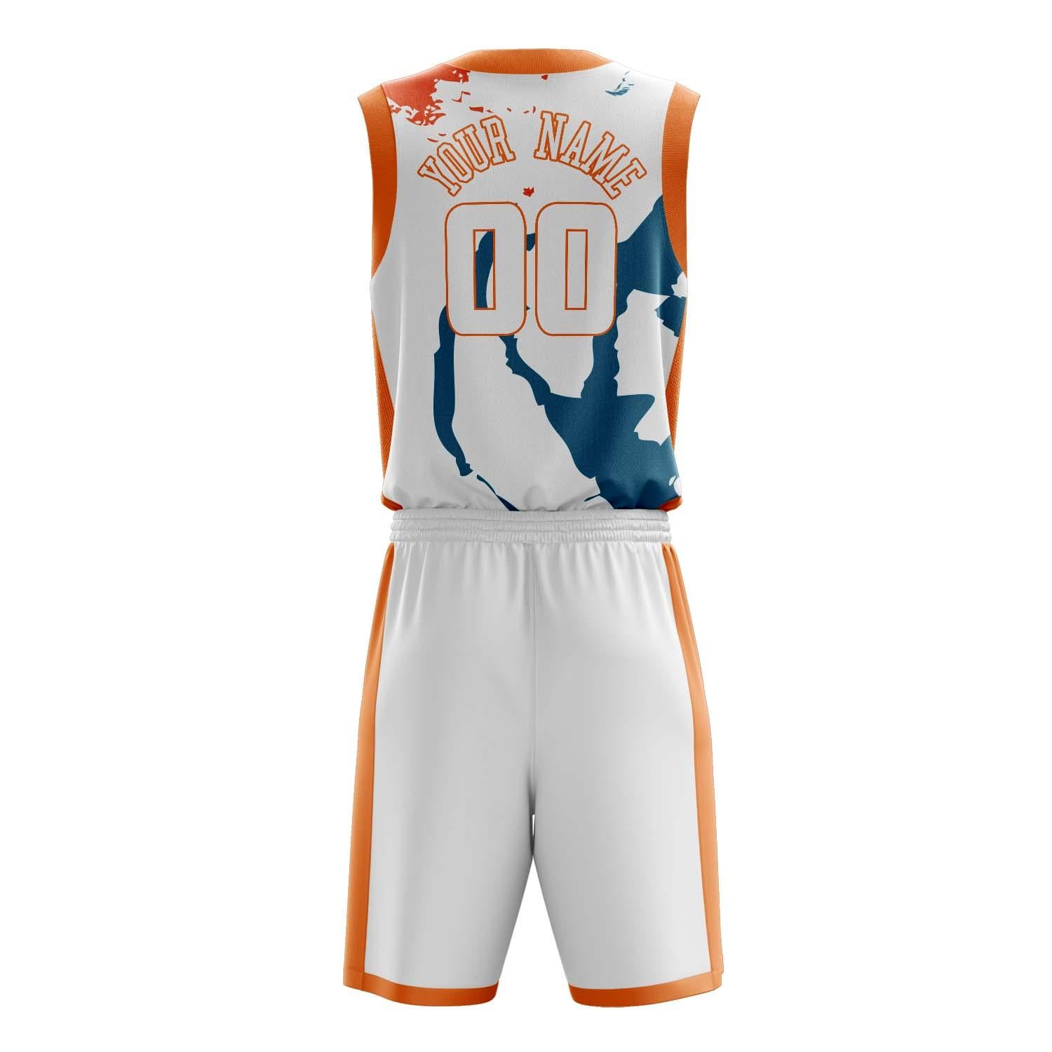 Benutzerdefiniertes Professionelles Weiß Orange Basketballtrikot-Set