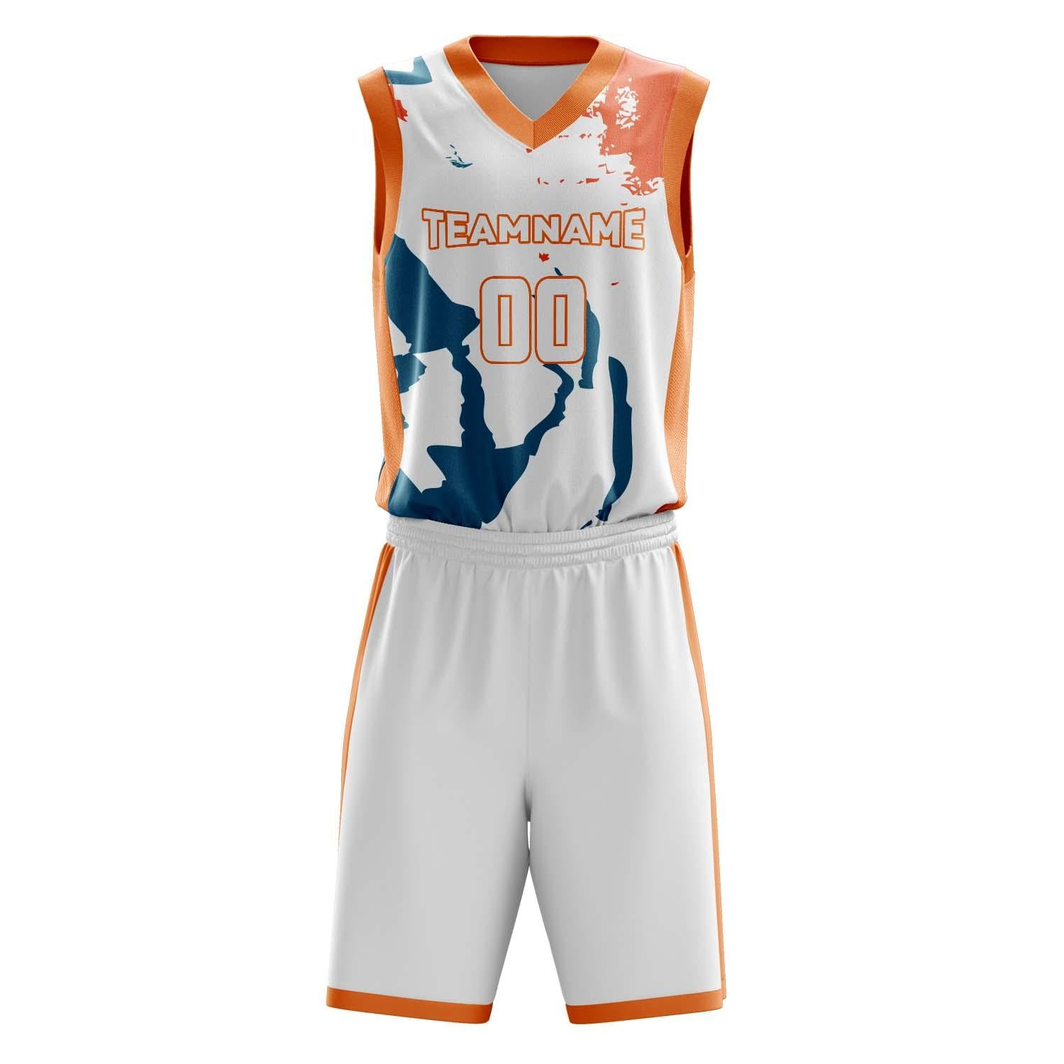 Custom Professional White Orange Basketball Jersey Set