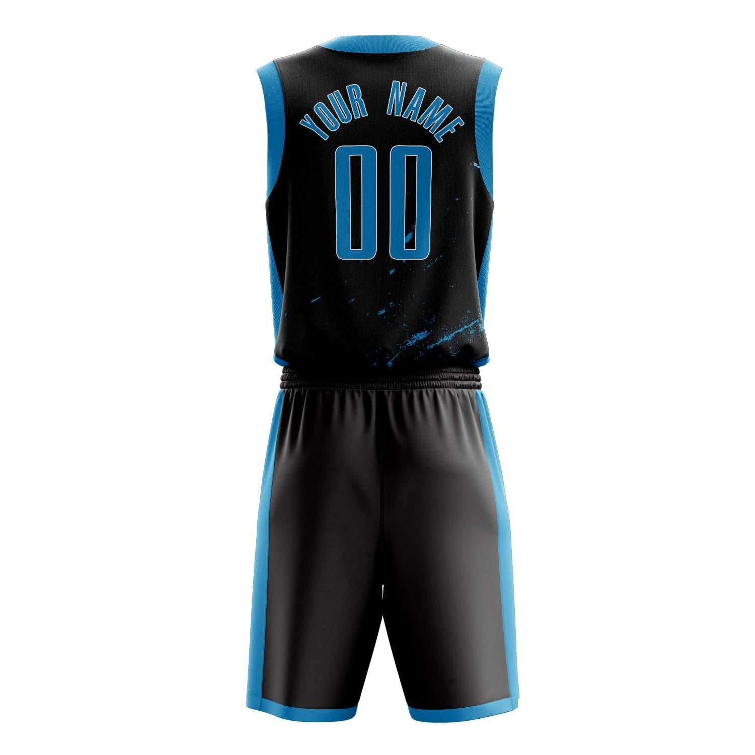 Benutzerdefiniertes Professionelles Schwarz Blau Basketballtrikot-Set