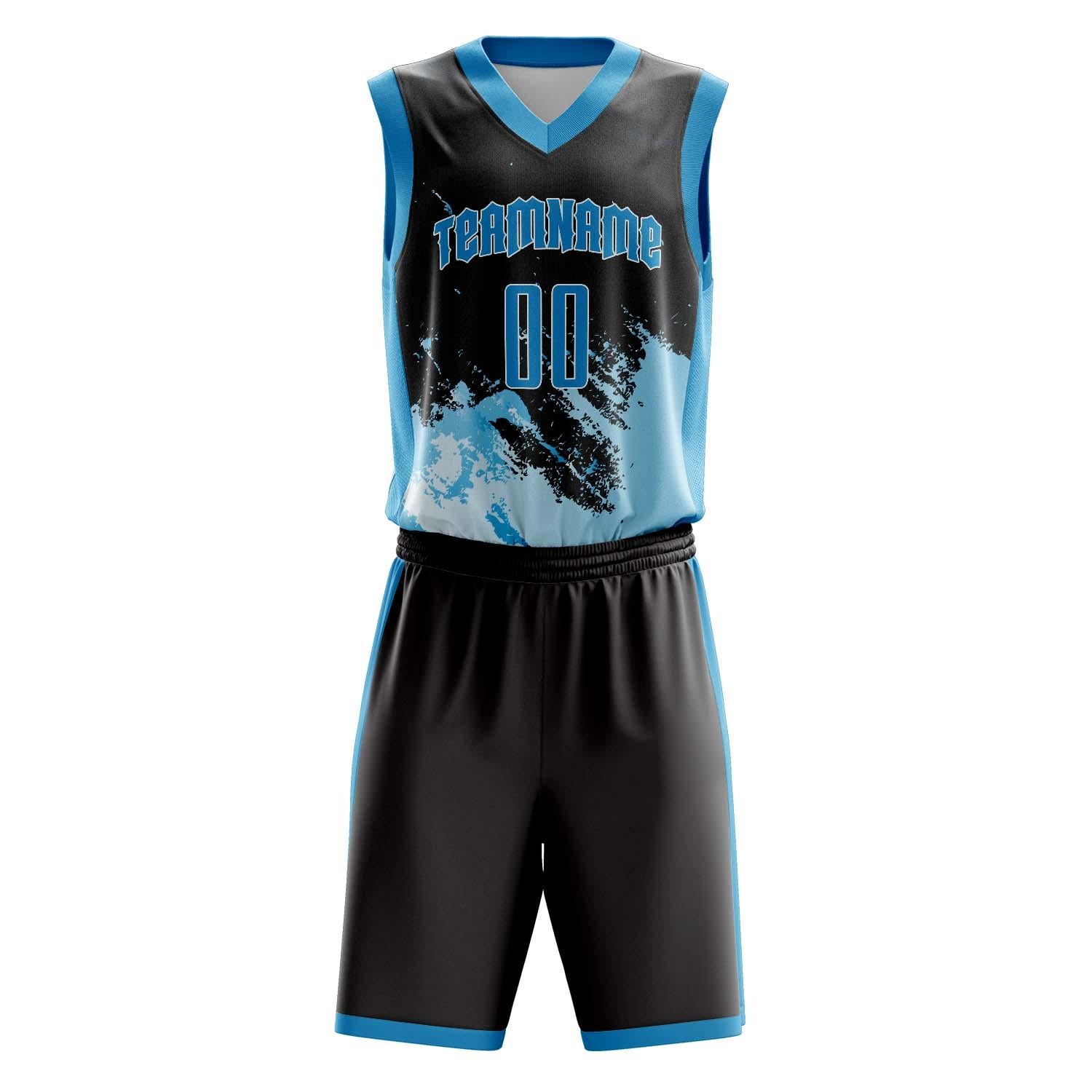 Custom Professional Black Blue Basketball Jersey Set