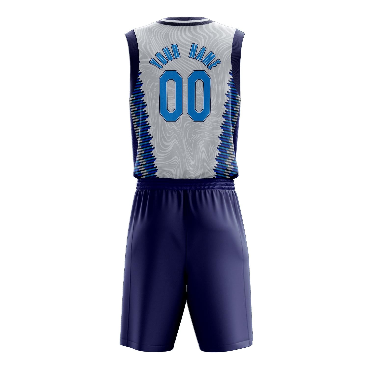 Benutzerdefiniertes Professionelles Weiß Marineblau Basketballtrikot-Set