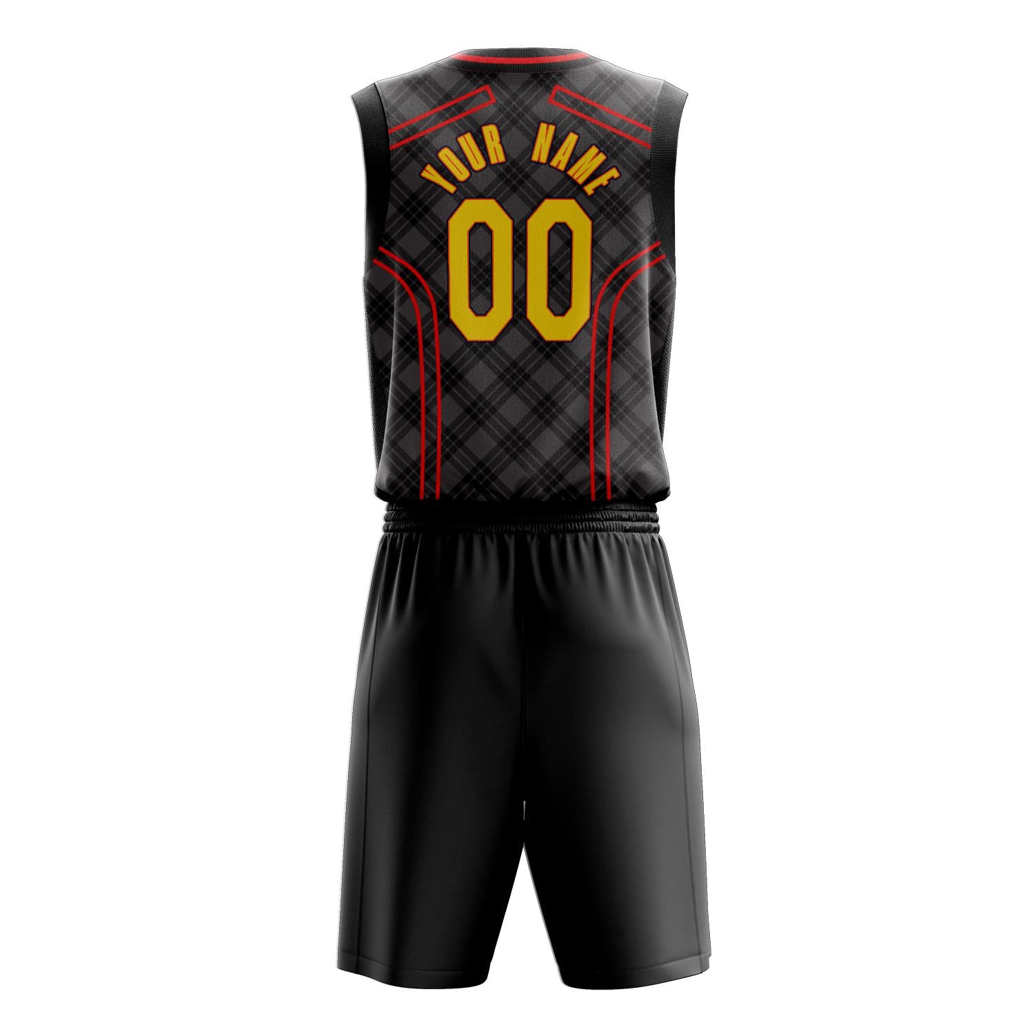 Benutzerdefiniertes Professionelles Schwarz Rot Basketballtrikot-Set