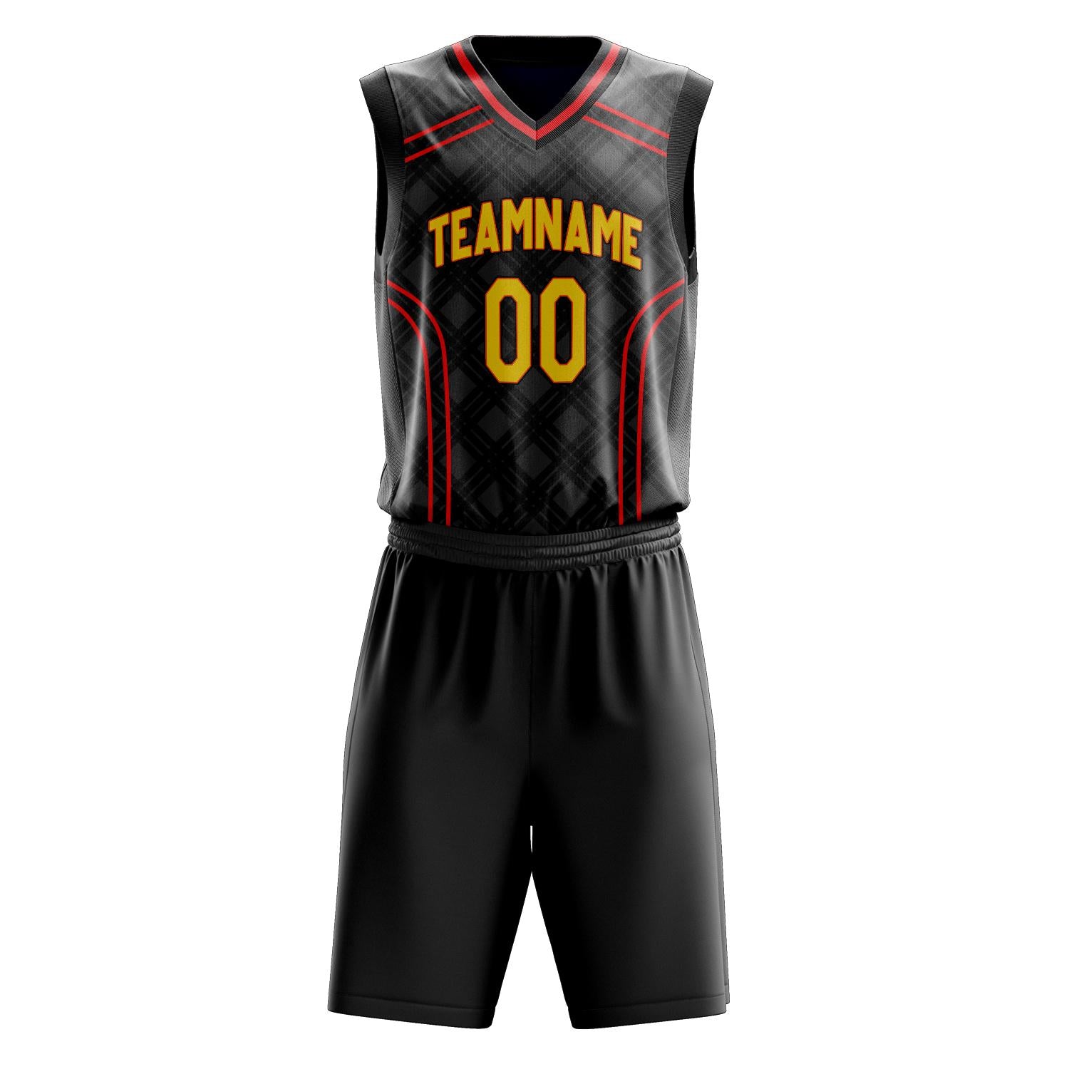Custom Professional Black Red Basketball Jersey Set