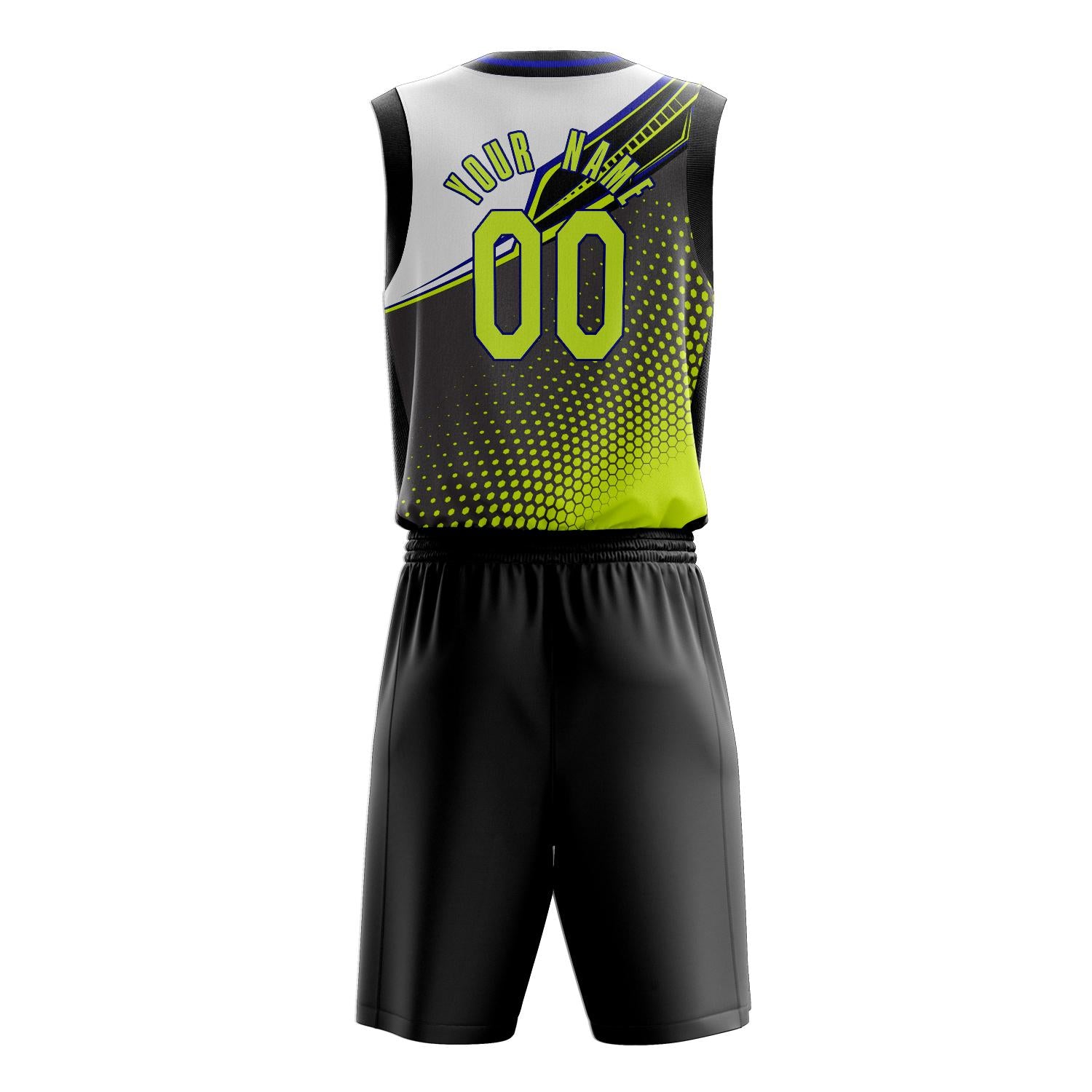 Benutzerdefiniertes Professionelles Schwarz Chartreuse Basketballtrikot-Set
