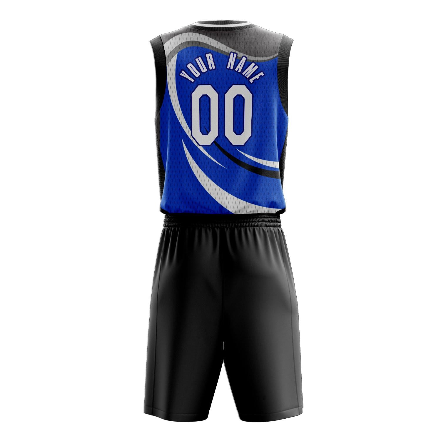 Benutzerdefiniertes Professionelles Blau Schwarz Basketballtrikot-Set