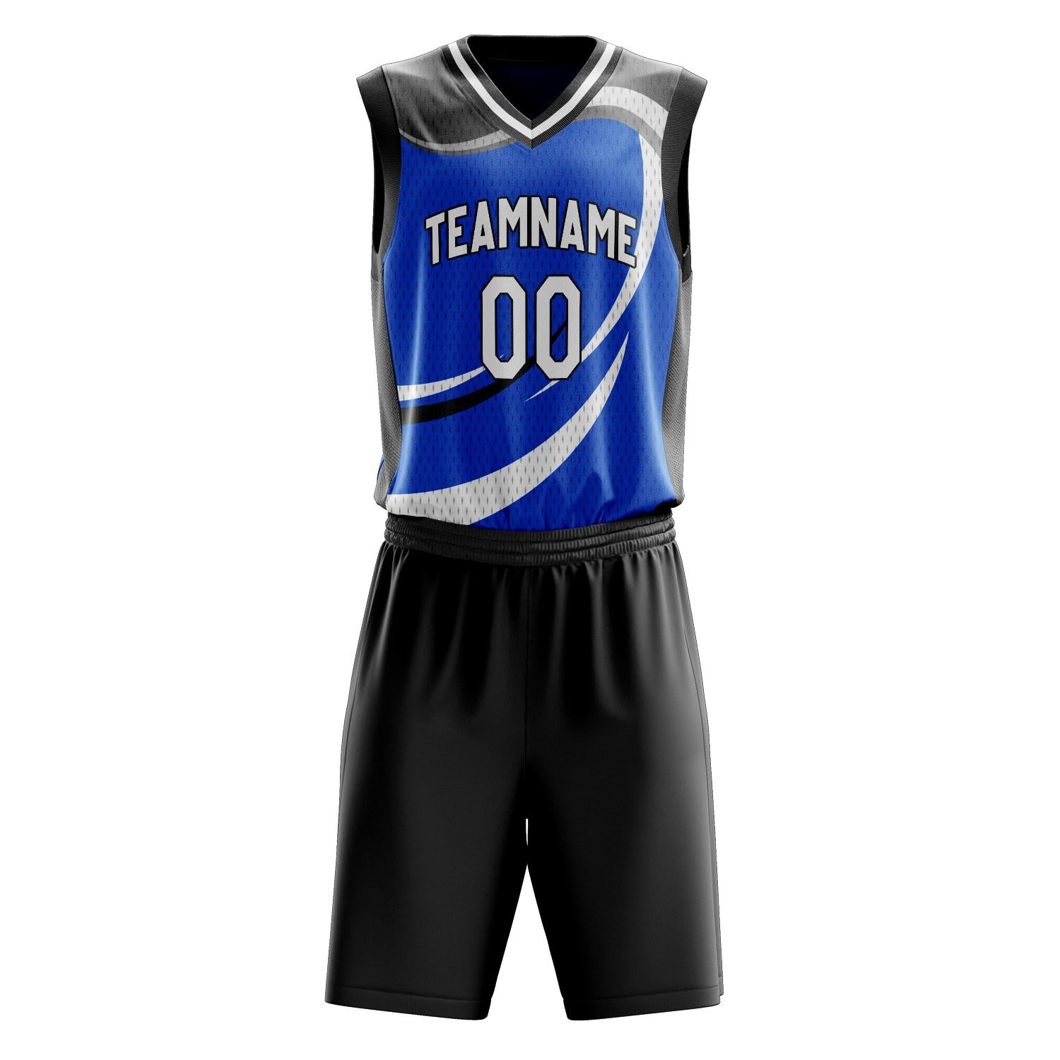 Custom Professional Blue Black Basketball Jersey Set