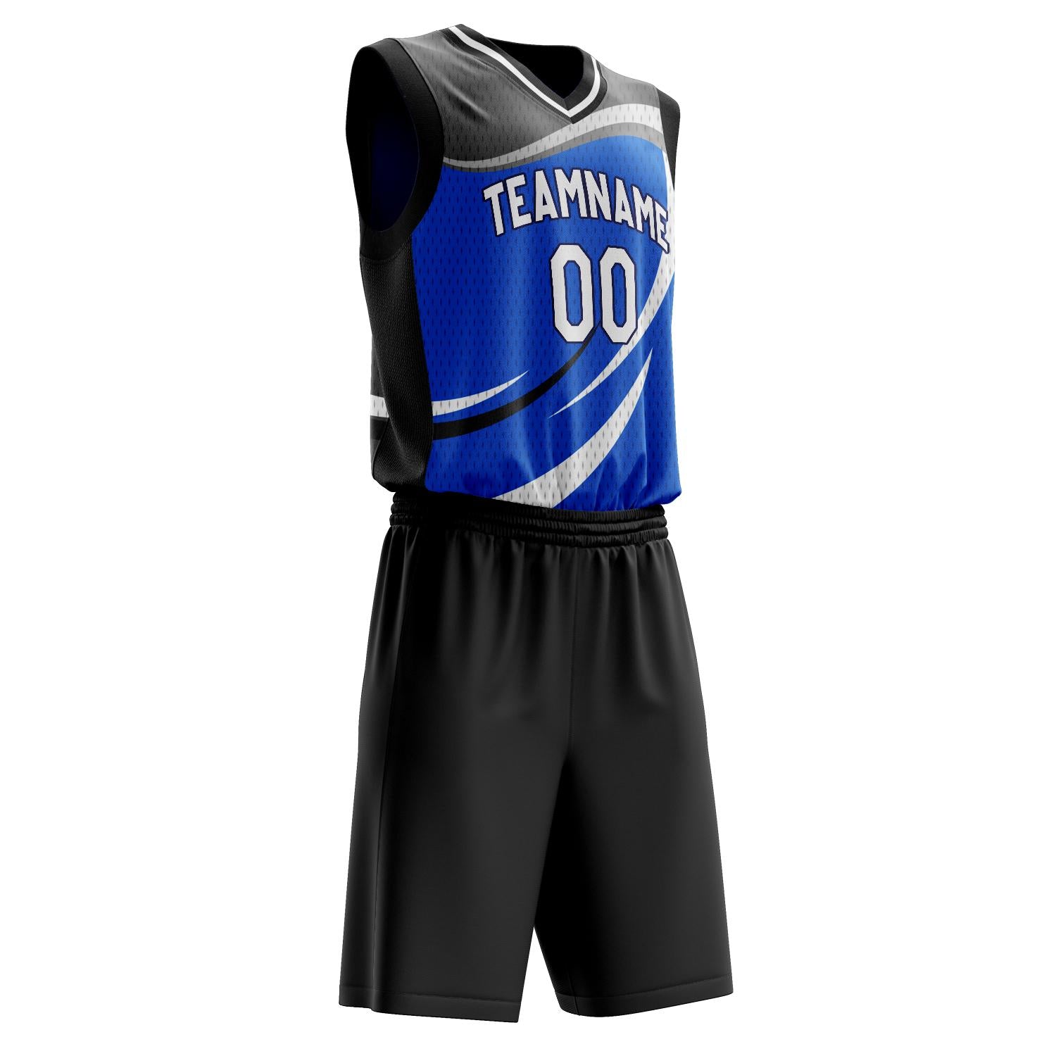 Benutzerdefiniertes Professionelles Blau Schwarz Basketballtrikot-Set