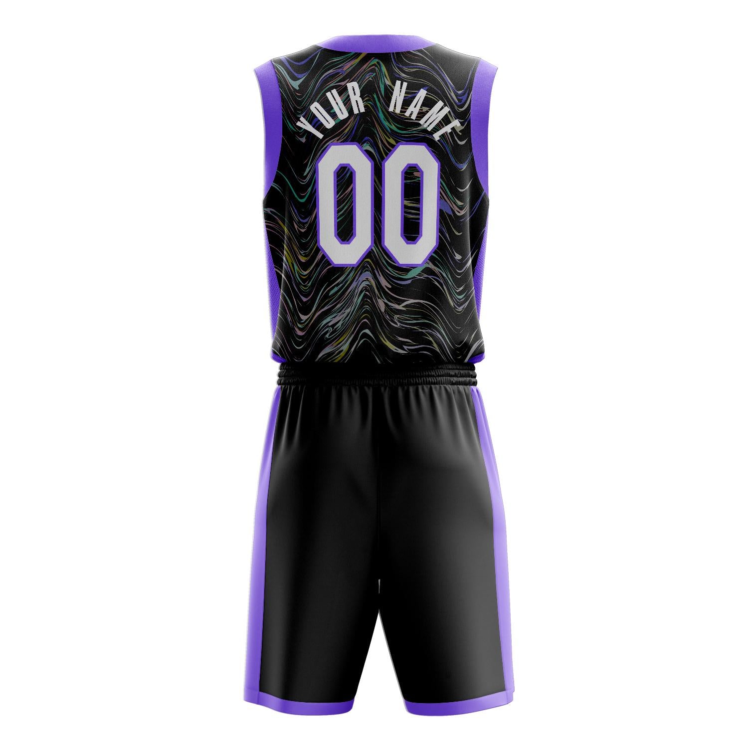 Benutzerdefiniertes Professionelles Schwarz Lila Basketballtrikot-Set