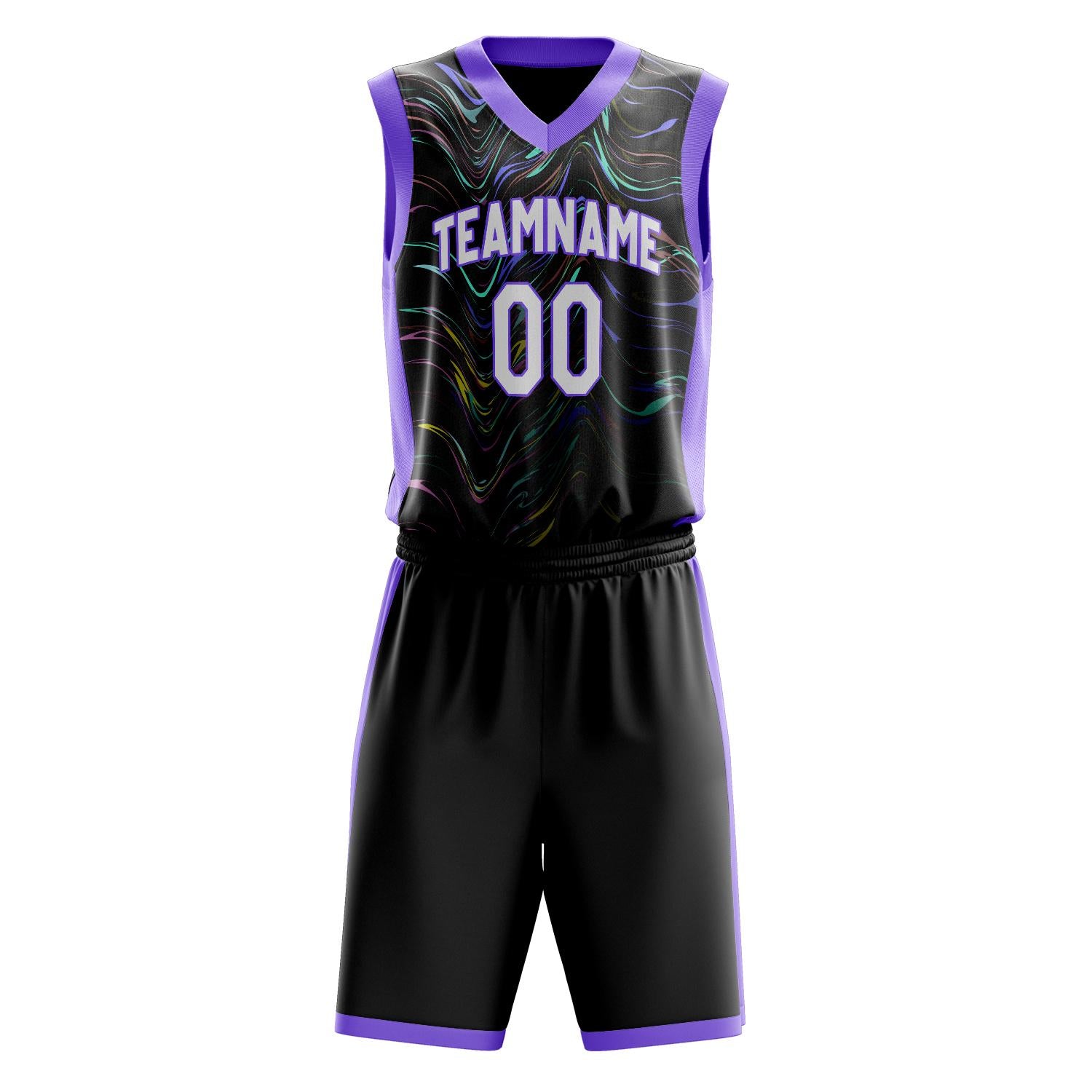 Custom Professional Black Purple Basketball Jersey Set