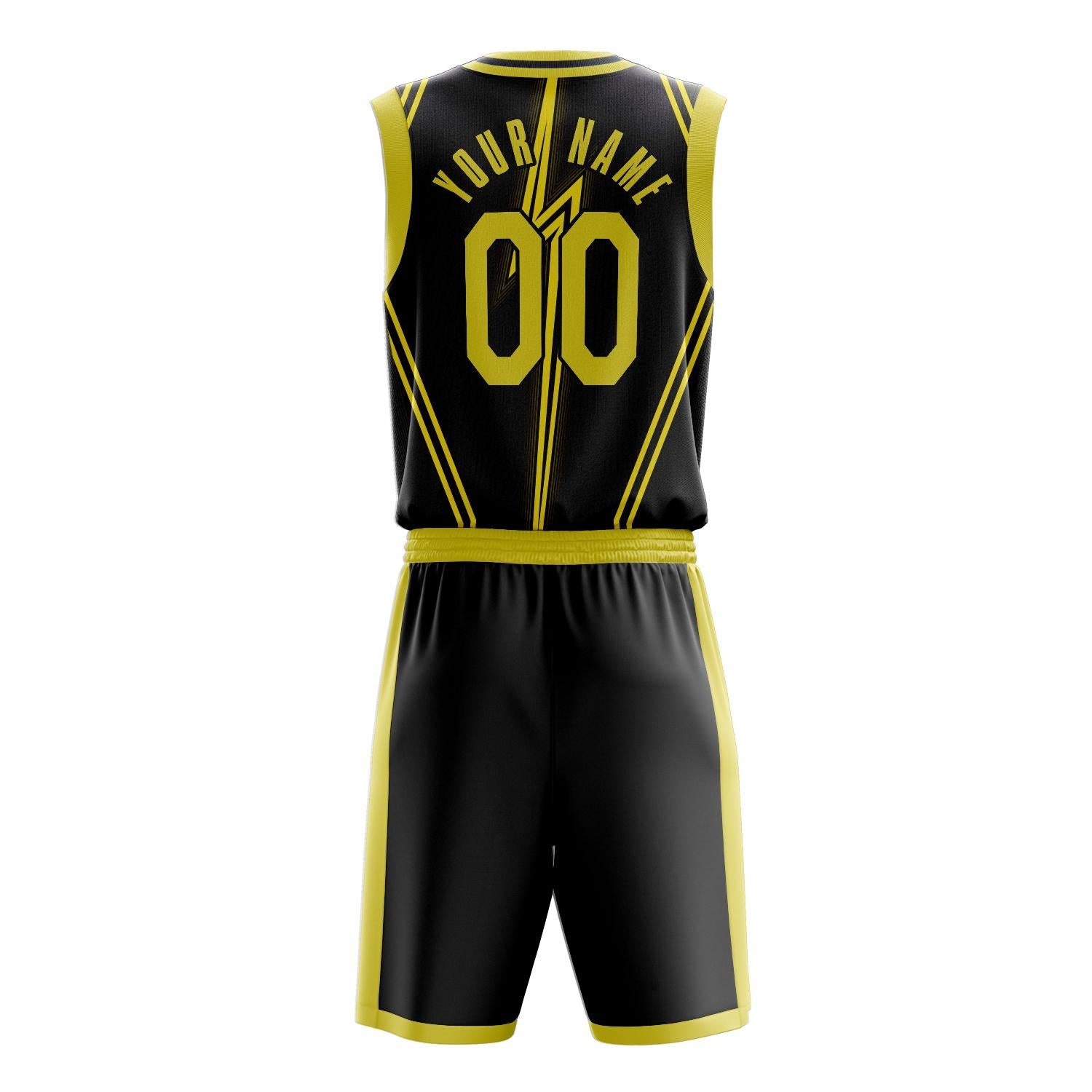 Benutzerdefiniertes Professionelles Schwarz Gold Basketballtrikot-Set